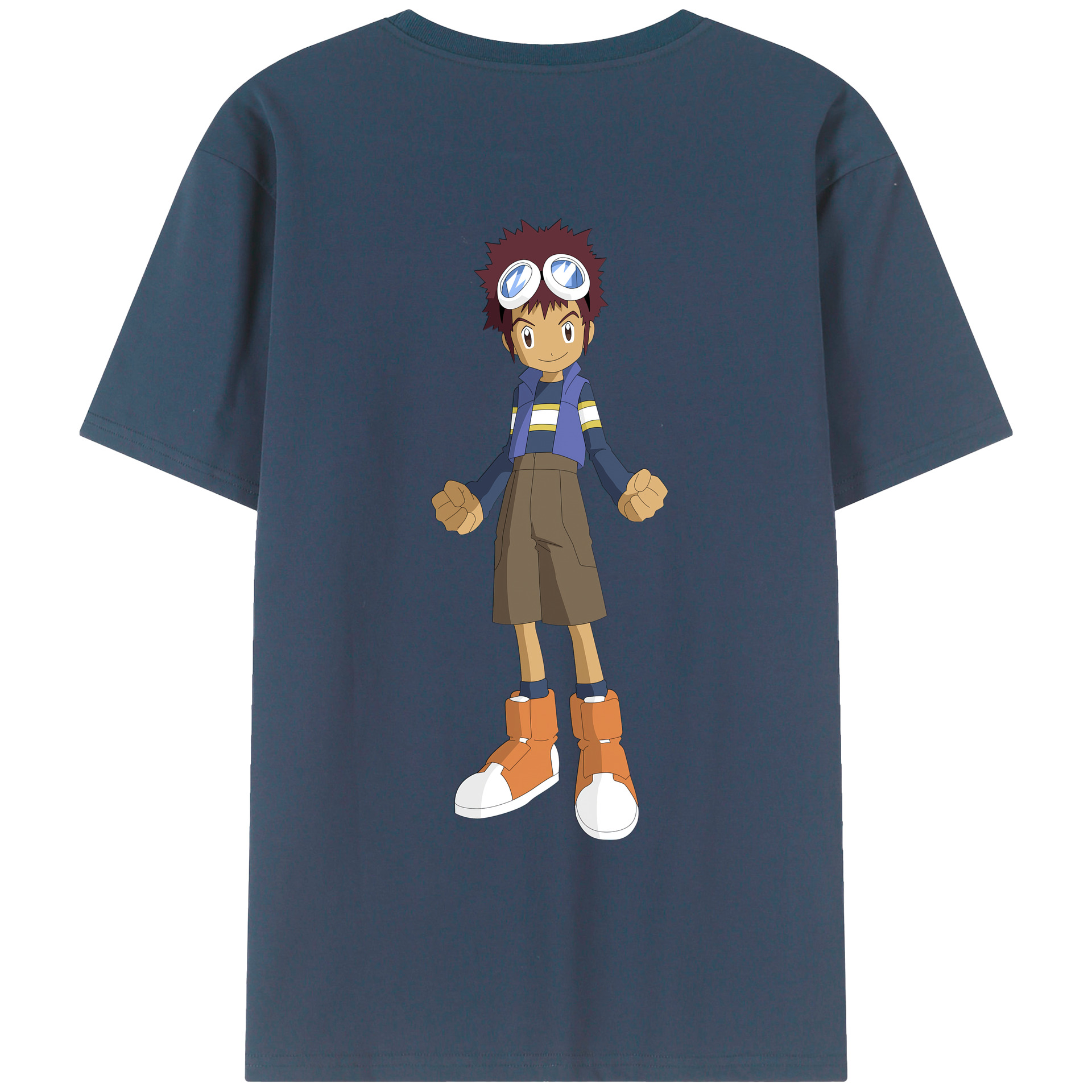（画像用） Digimon デジタルモンスター/デジモン 綿100％ メンズ半袖Tシャツ（バックプリント） 通気性