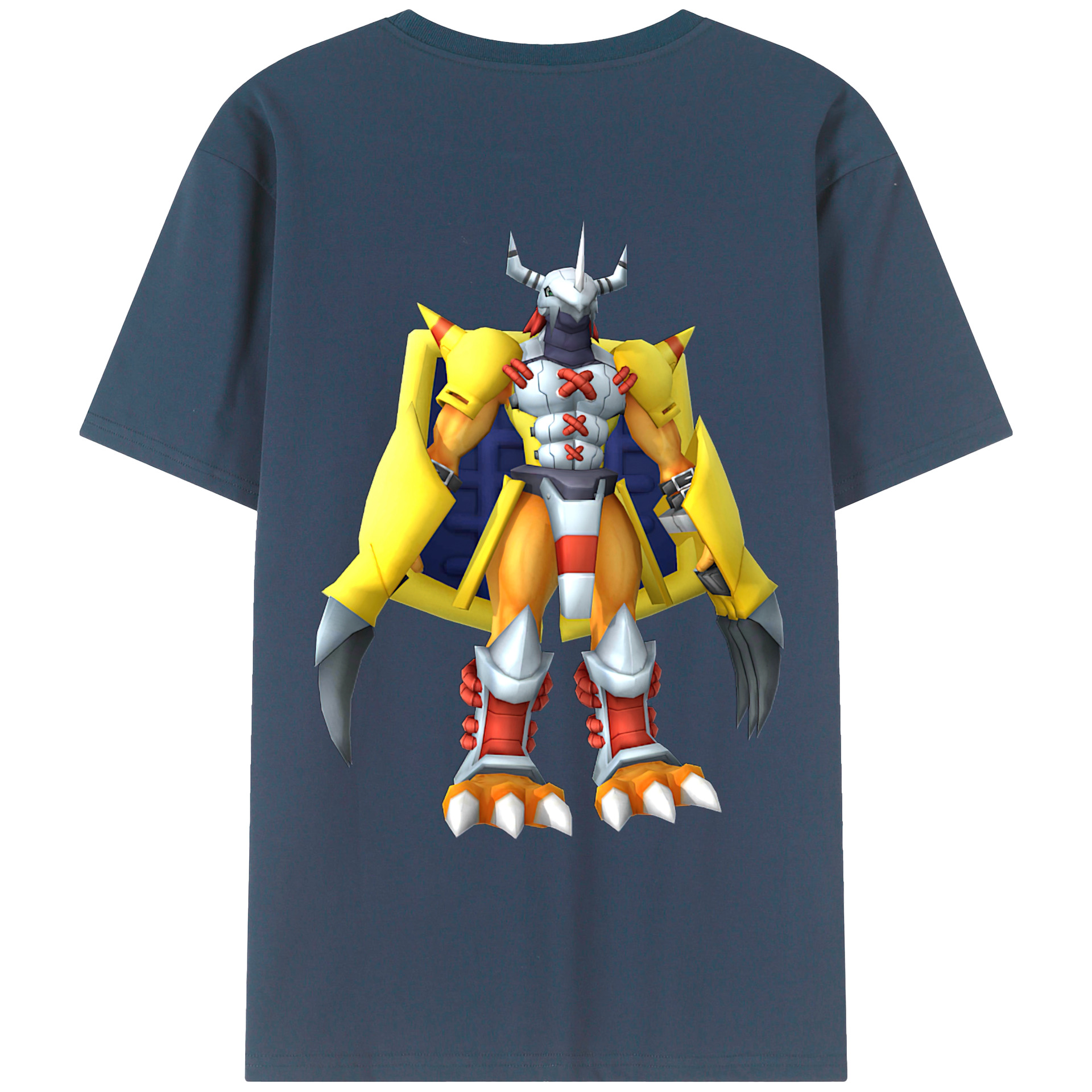 （画像用） Digimon デジタルモンスター/デジモン 綿100％ メンズ半袖Tシャツ（バックプリント） 通気性