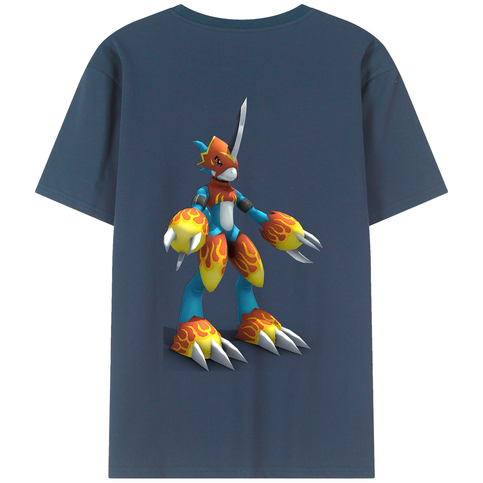 （画像用） Digimon デジタルモンスター/デジモン 綿100％ メンズ半袖Tシャツ（バックプリント） 通気性