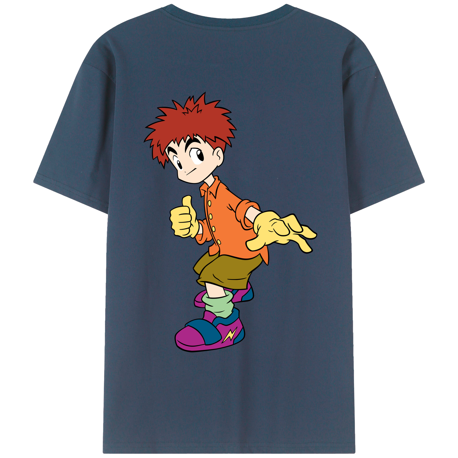 （画像用） Digimon デジタルモンスター/デジモン 綿100％ メンズ半袖Tシャツ（バックプリント） 通気性