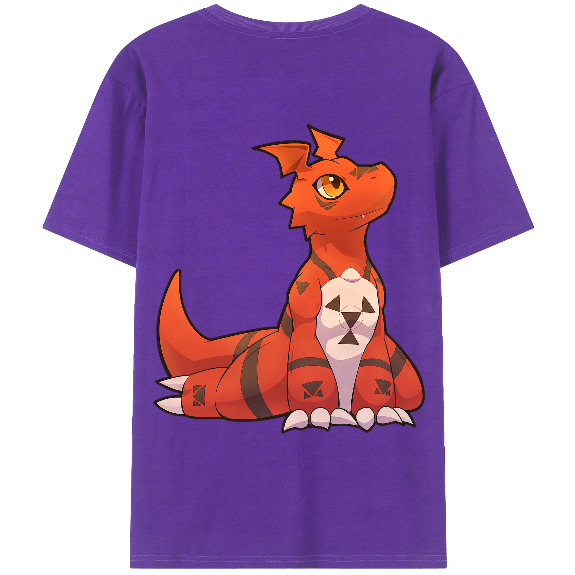 （画像用） Digimon デジタルモンスター/デジモン 綿100％ メンズ半袖Tシャツ（バックプリント） 通気性