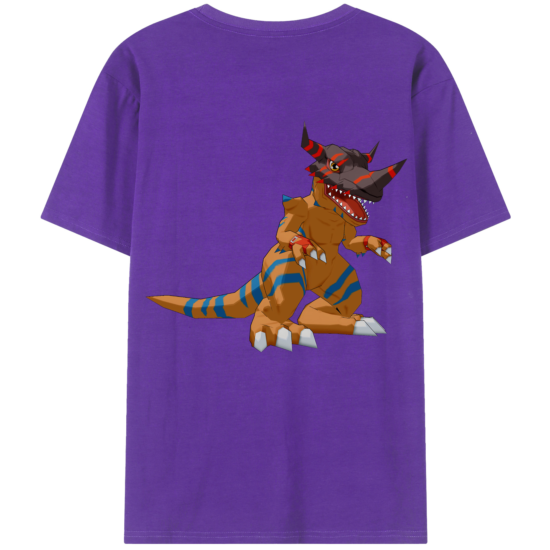 （画像用） Digimon デジタルモンスター/デジモン 綿100％ メンズ半袖Tシャツ（バックプリント） 通気性