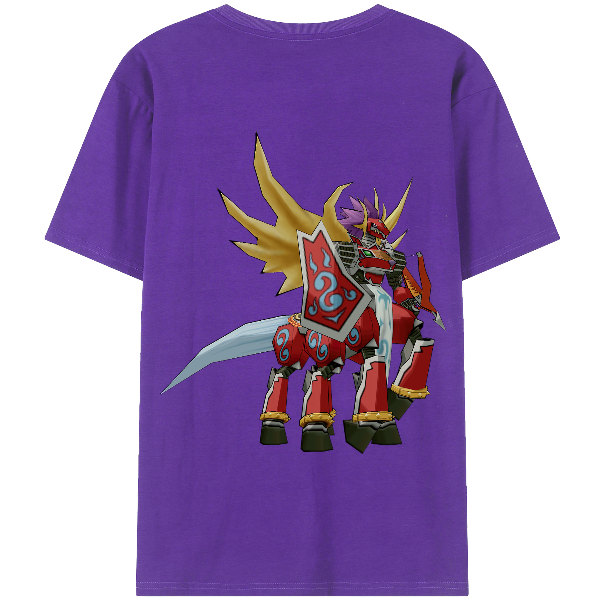 （画像用） Digimon デジタルモンスター/デジモン 綿100％ メンズ半袖Tシャツ（バックプリント） 通気性