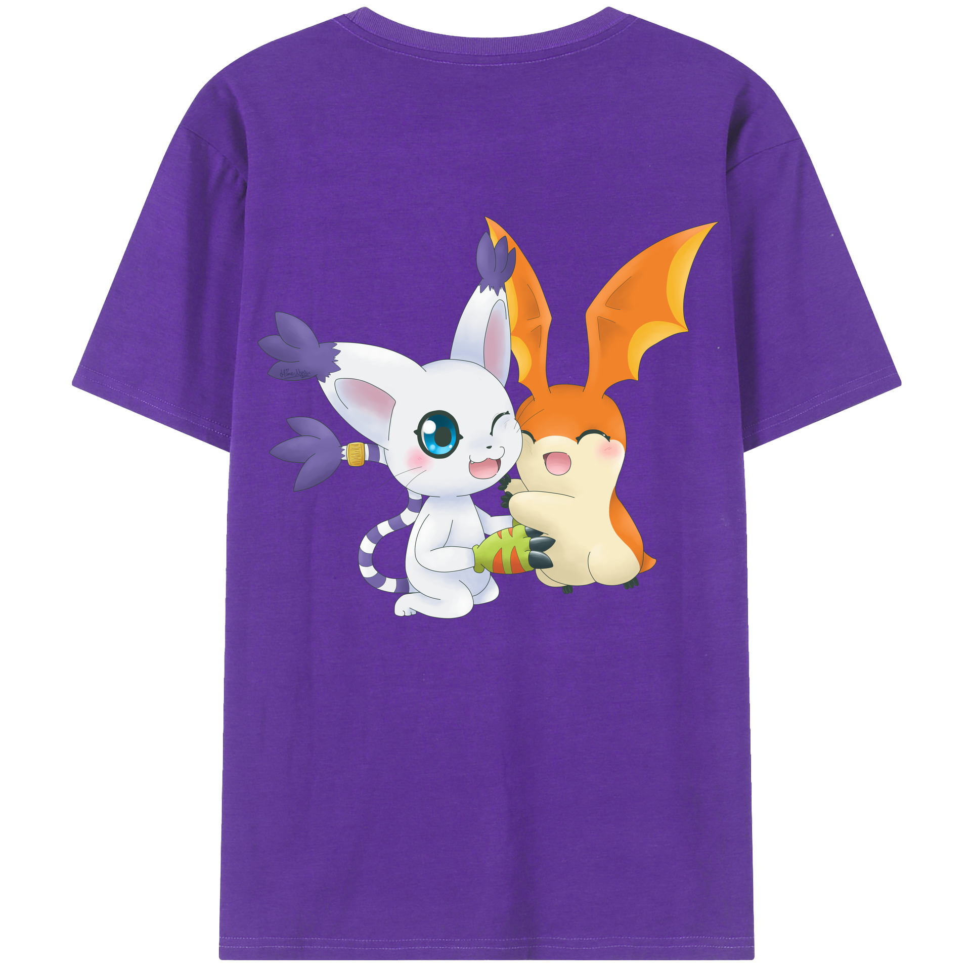 （画像用） Digimon デジタルモンスター/デジモン 綿100％ メンズ半袖Tシャツ（バックプリント） 通気性