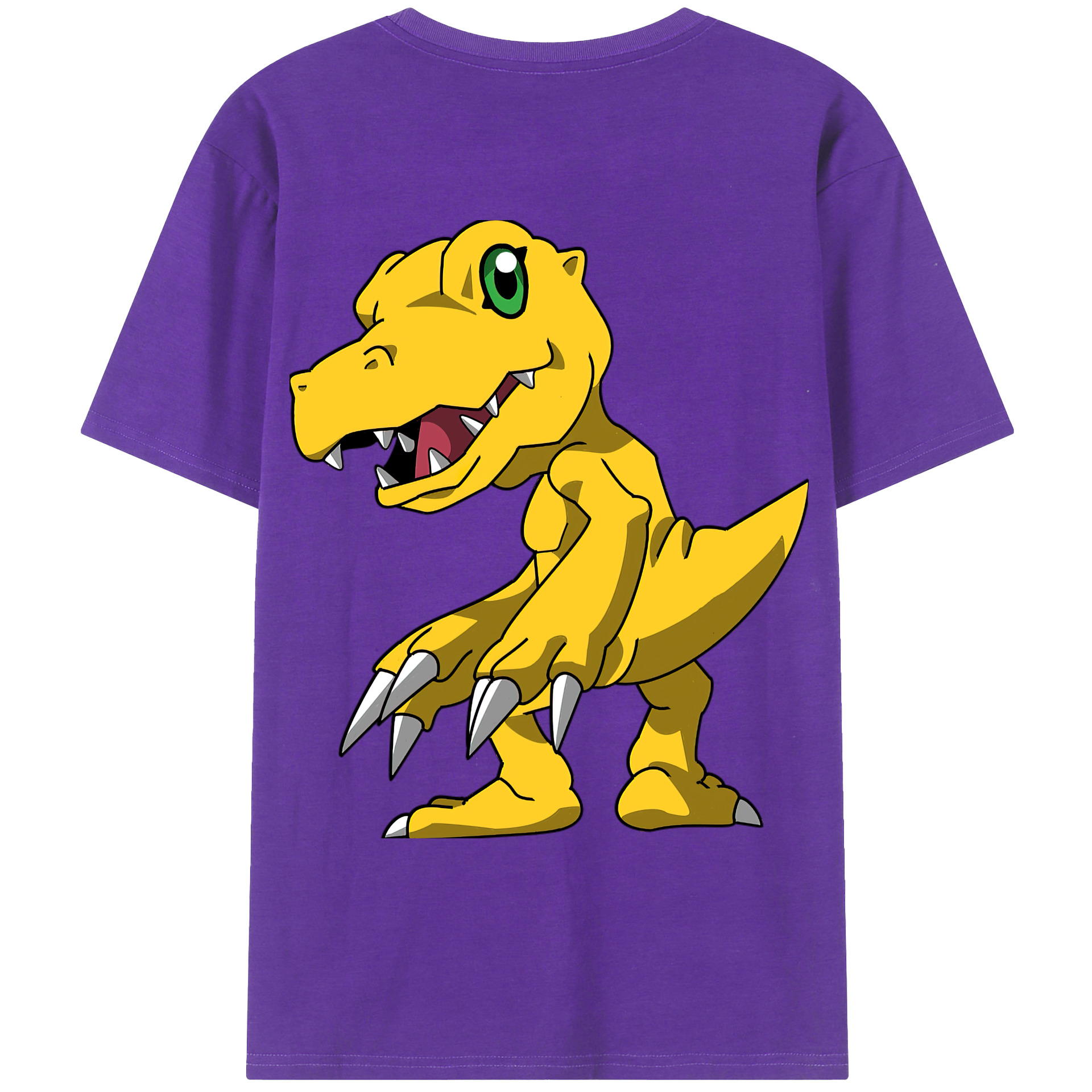 （画像用） Digimon デジタルモンスター/デジモン 綿100％ メンズ半袖Tシャツ（バックプリント） 通気性