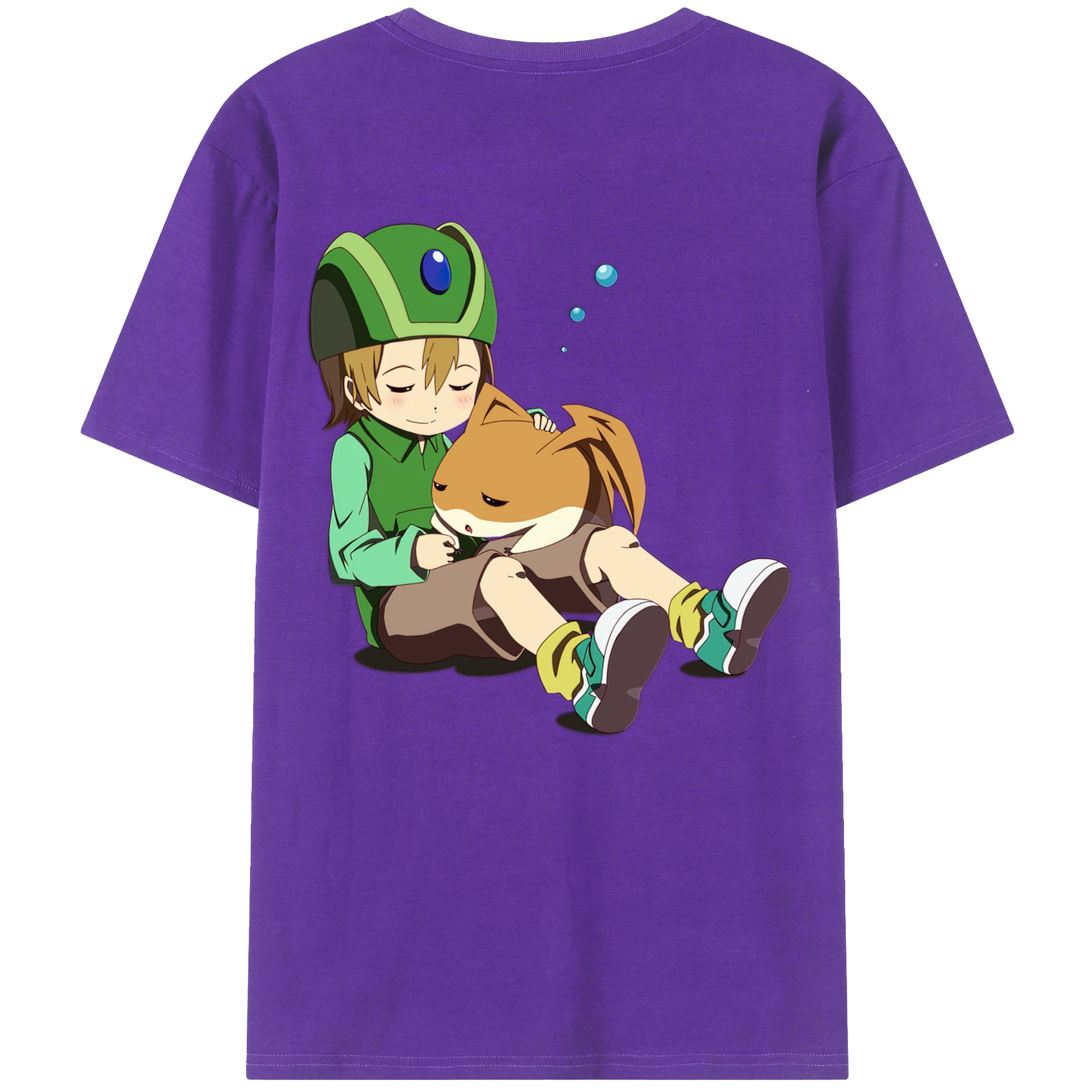 （画像用） Digimon デジタルモンスター/デジモン 綿100％ メンズ半袖Tシャツ（バックプリント） 通気性