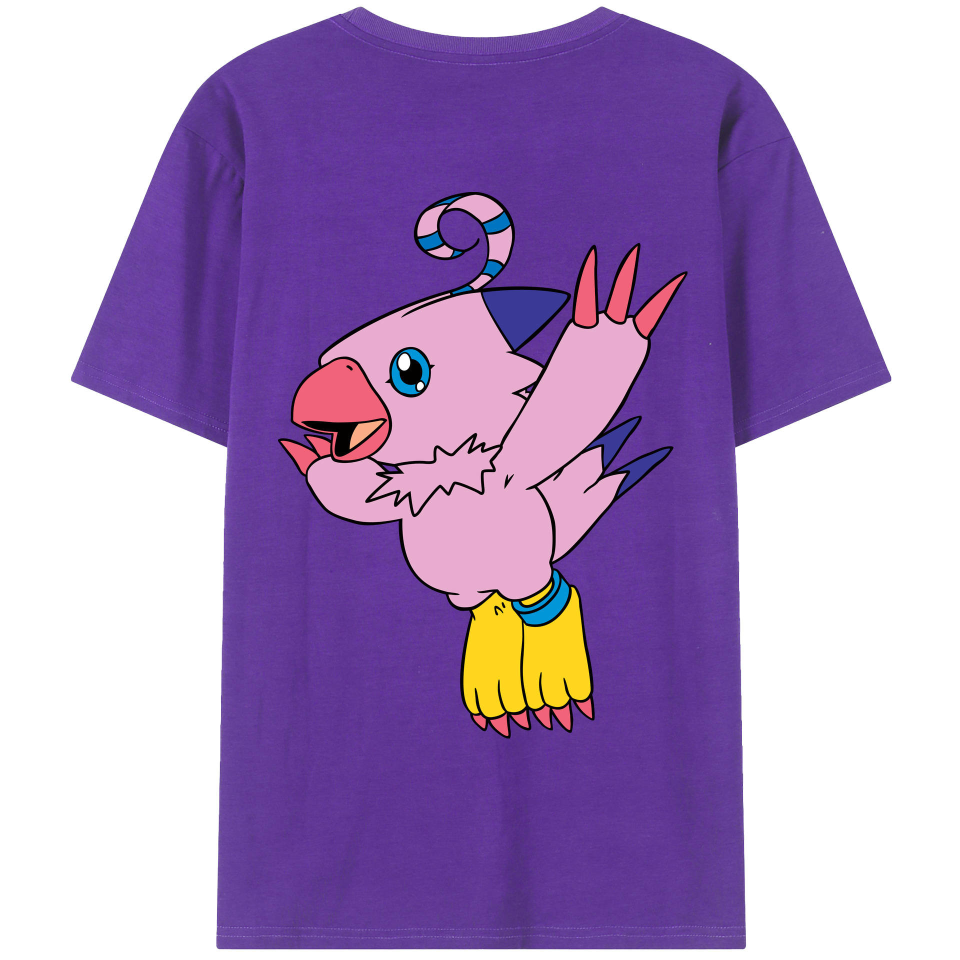 （画像用） Digimon デジタルモンスター/デジモン 綿100％ メンズ半袖Tシャツ（バックプリント） 通気性