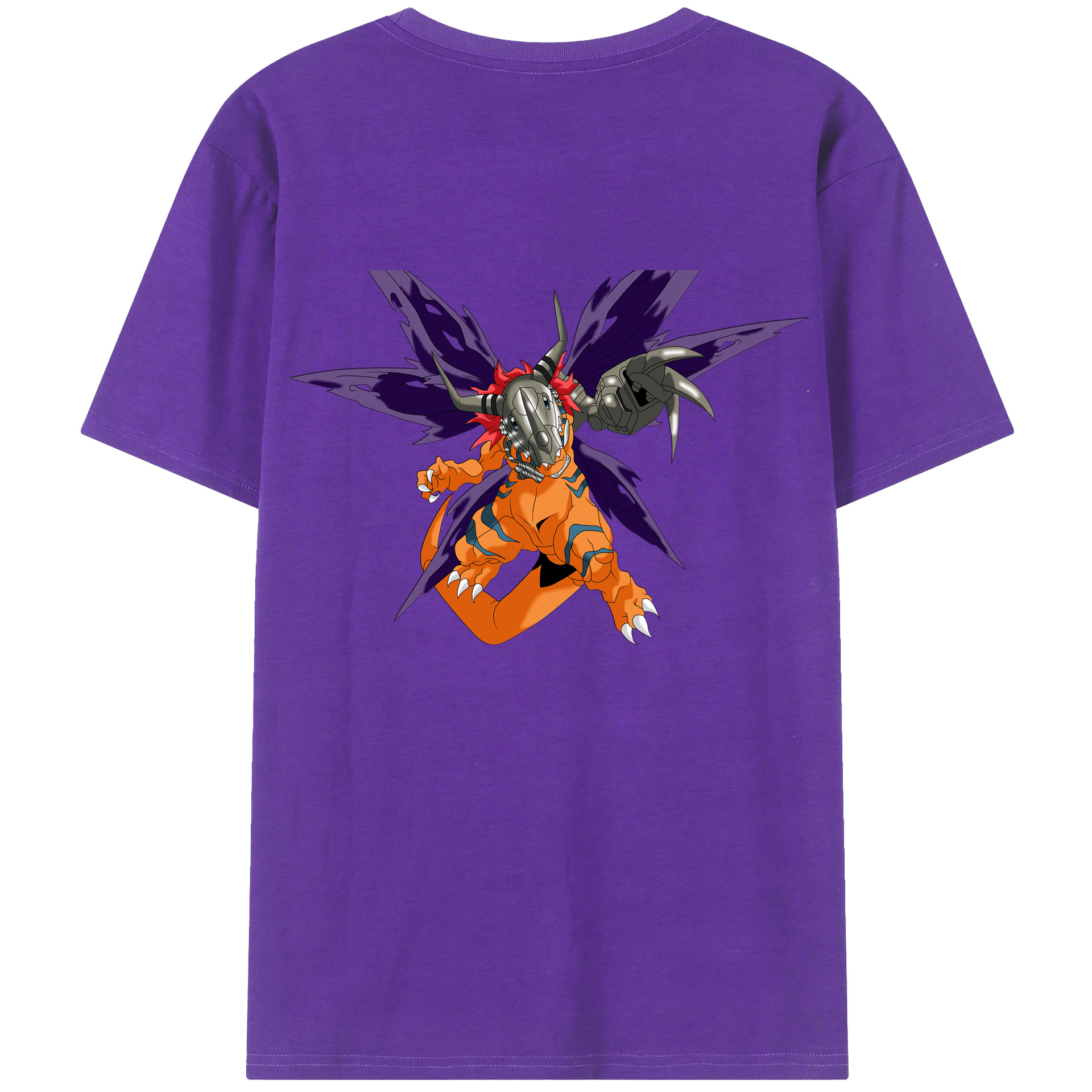 （画像用） Digimon デジタルモンスター/デジモン 綿100％ メンズ半袖Tシャツ（バックプリント） 通気性