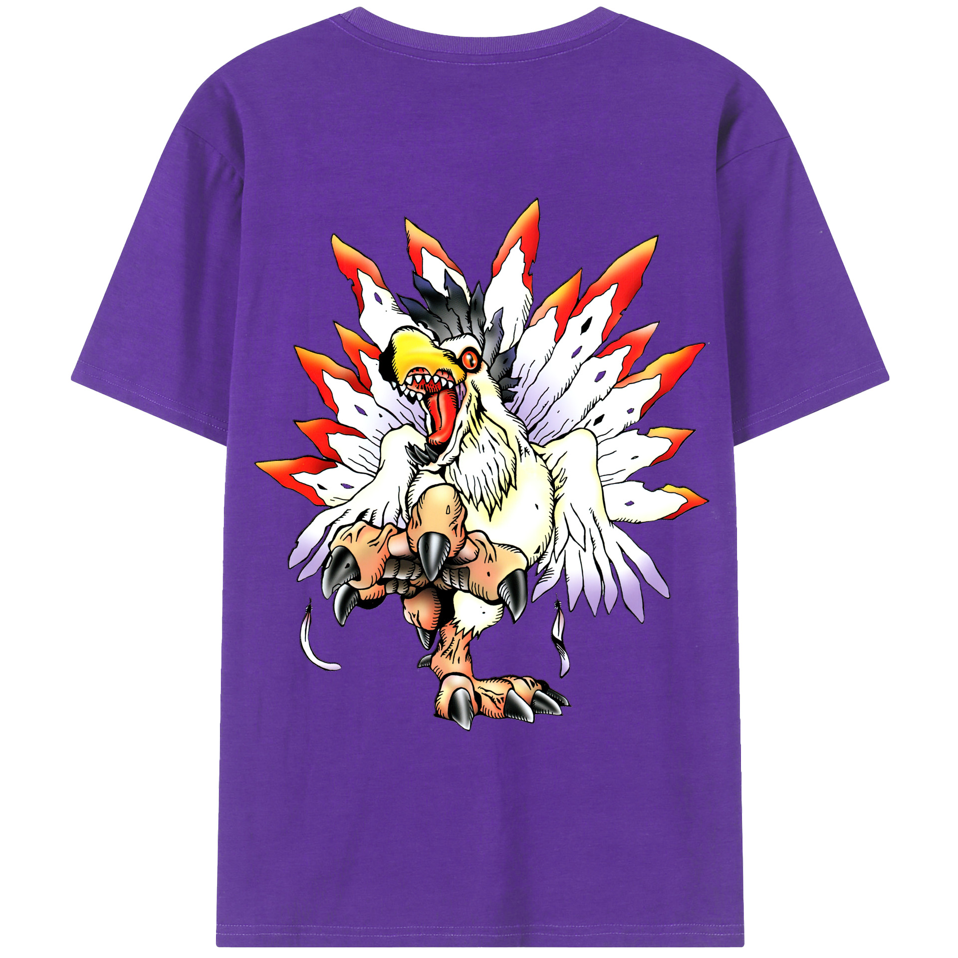 （画像用） Digimon デジタルモンスター/デジモン 綿100％ メンズ半袖Tシャツ（バックプリント） 通気性