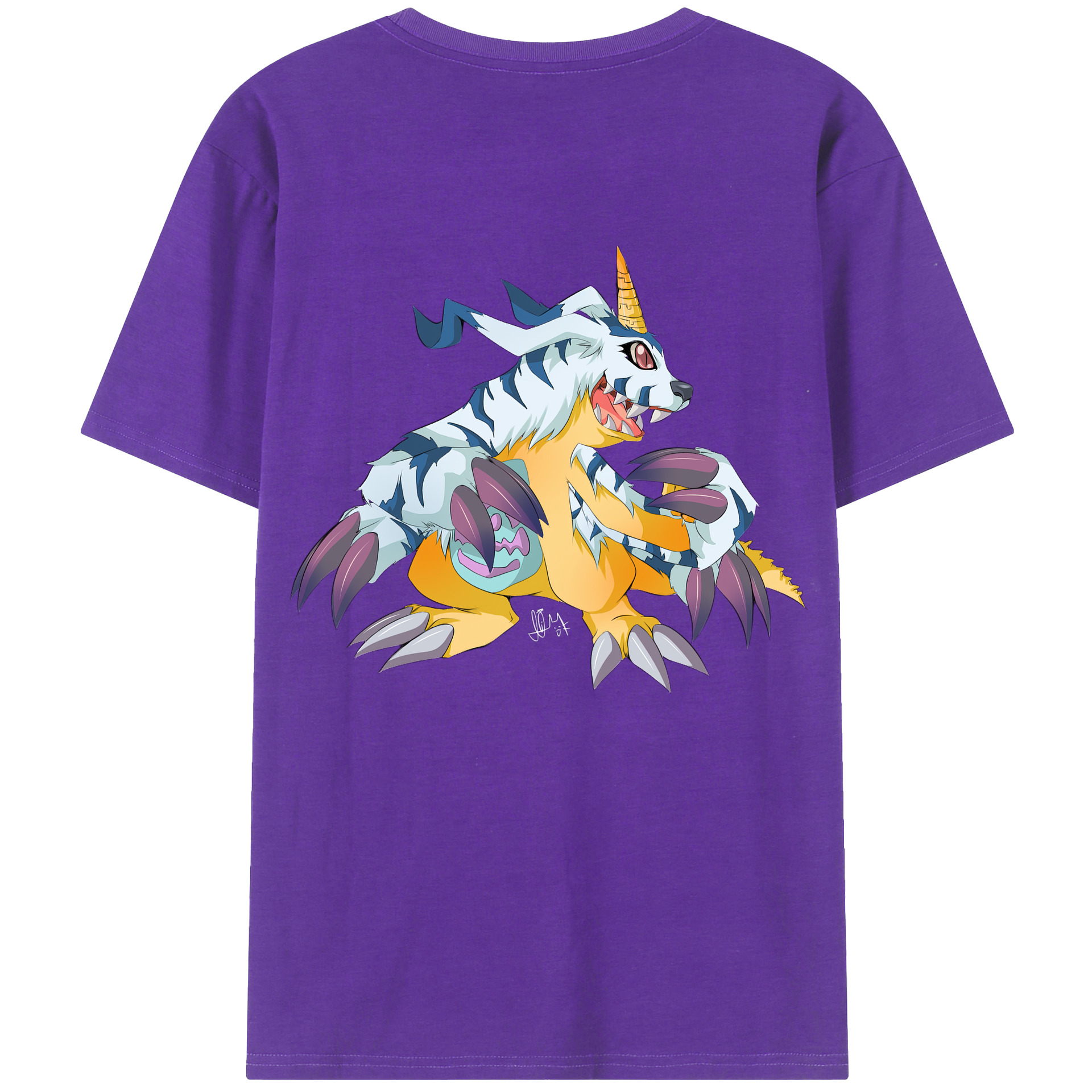 （画像用） Digimon デジタルモンスター/デジモン 綿100％ メンズ半袖Tシャツ（バックプリント） 通気性