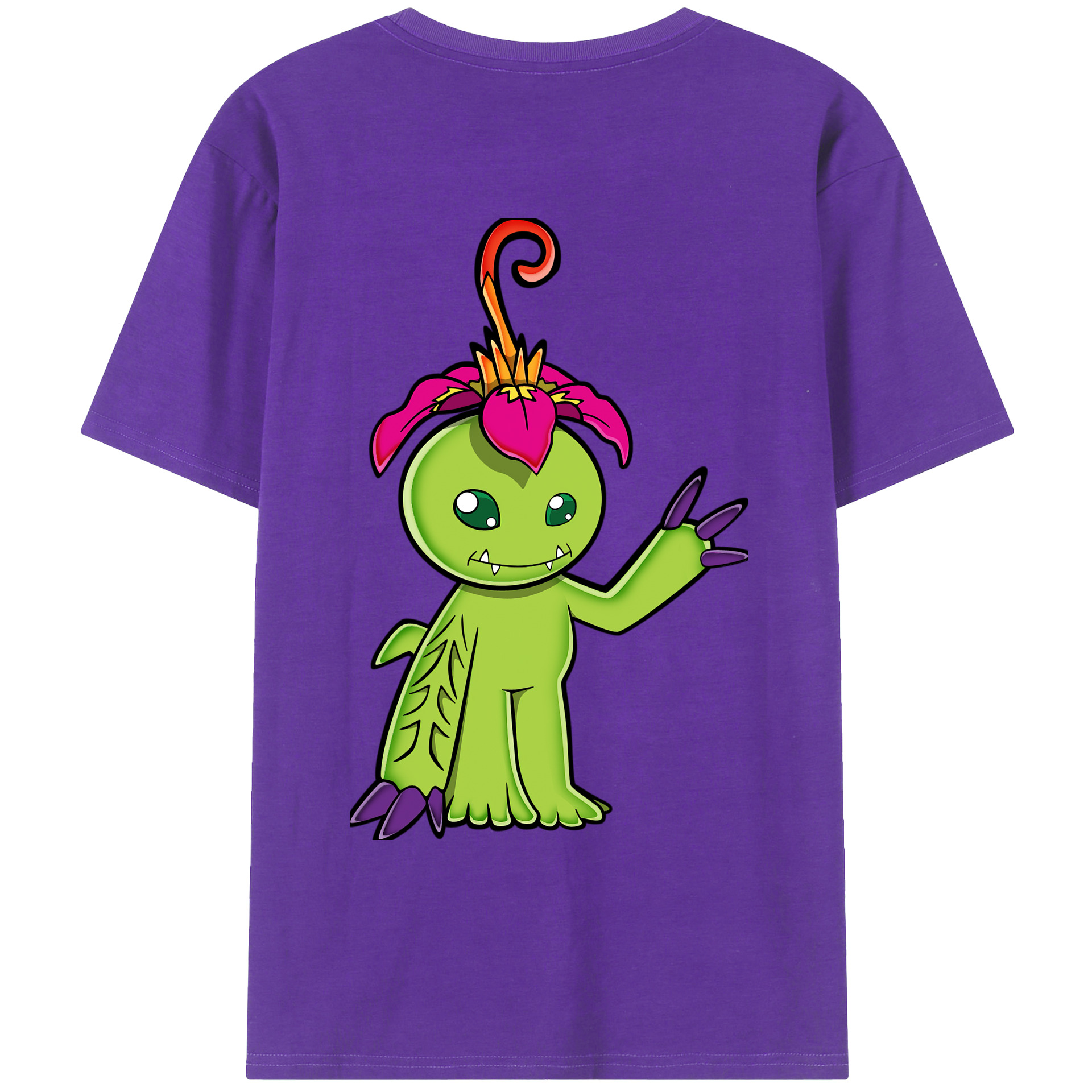 （画像用） Digimon デジタルモンスター/デジモン 綿100％ メンズ半袖Tシャツ（バックプリント） 通気性