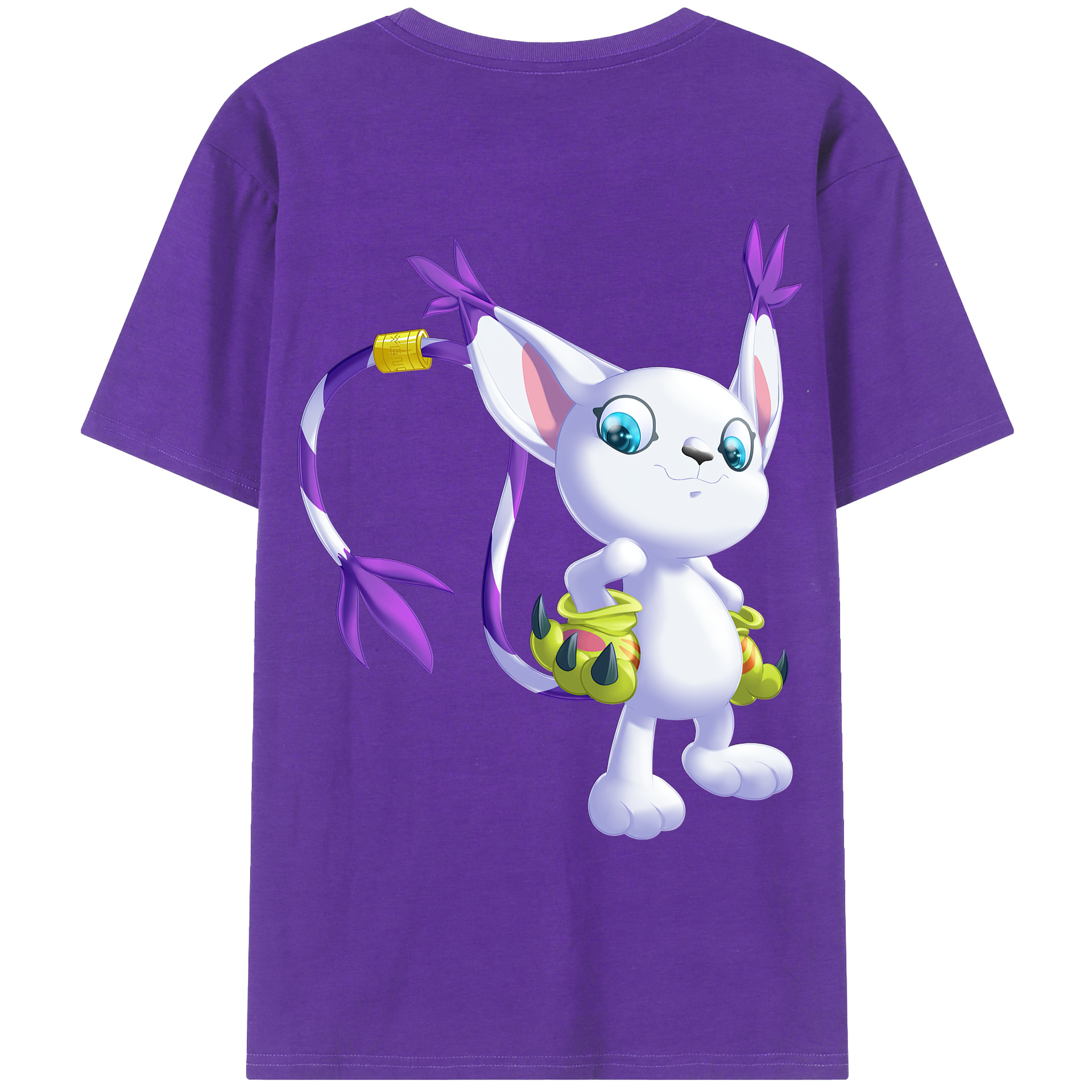 （画像用） Digimon デジタルモンスター/デジモン 綿100％ メンズ半袖Tシャツ（バックプリント） 通気性