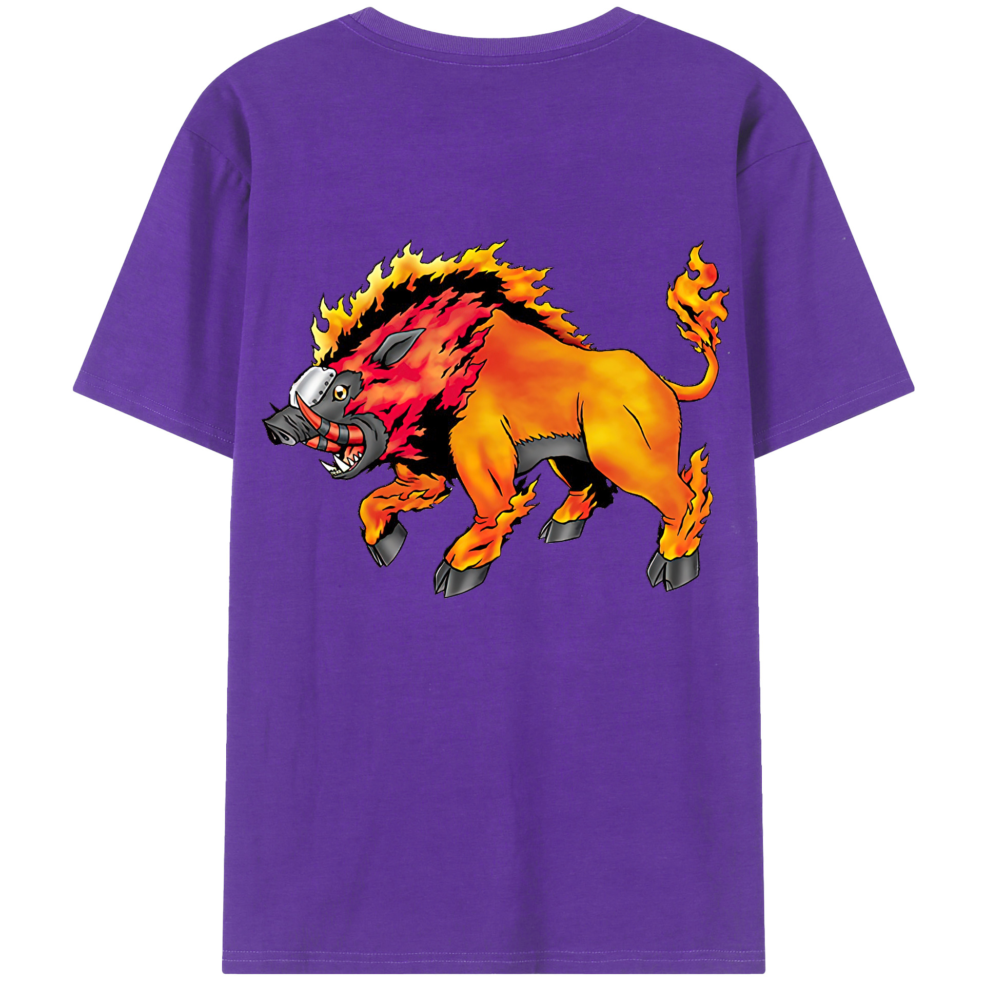 （画像用） Digimon デジタルモンスター/デジモン 綿100％ メンズ半袖Tシャツ（バックプリント） 通気性