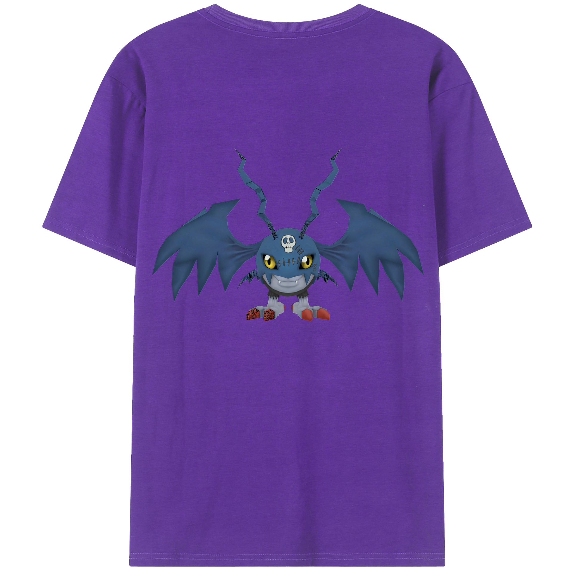 （画像用） Digimon デジタルモンスター/デジモン 綿100％ メンズ半袖Tシャツ（バックプリント） 通気性