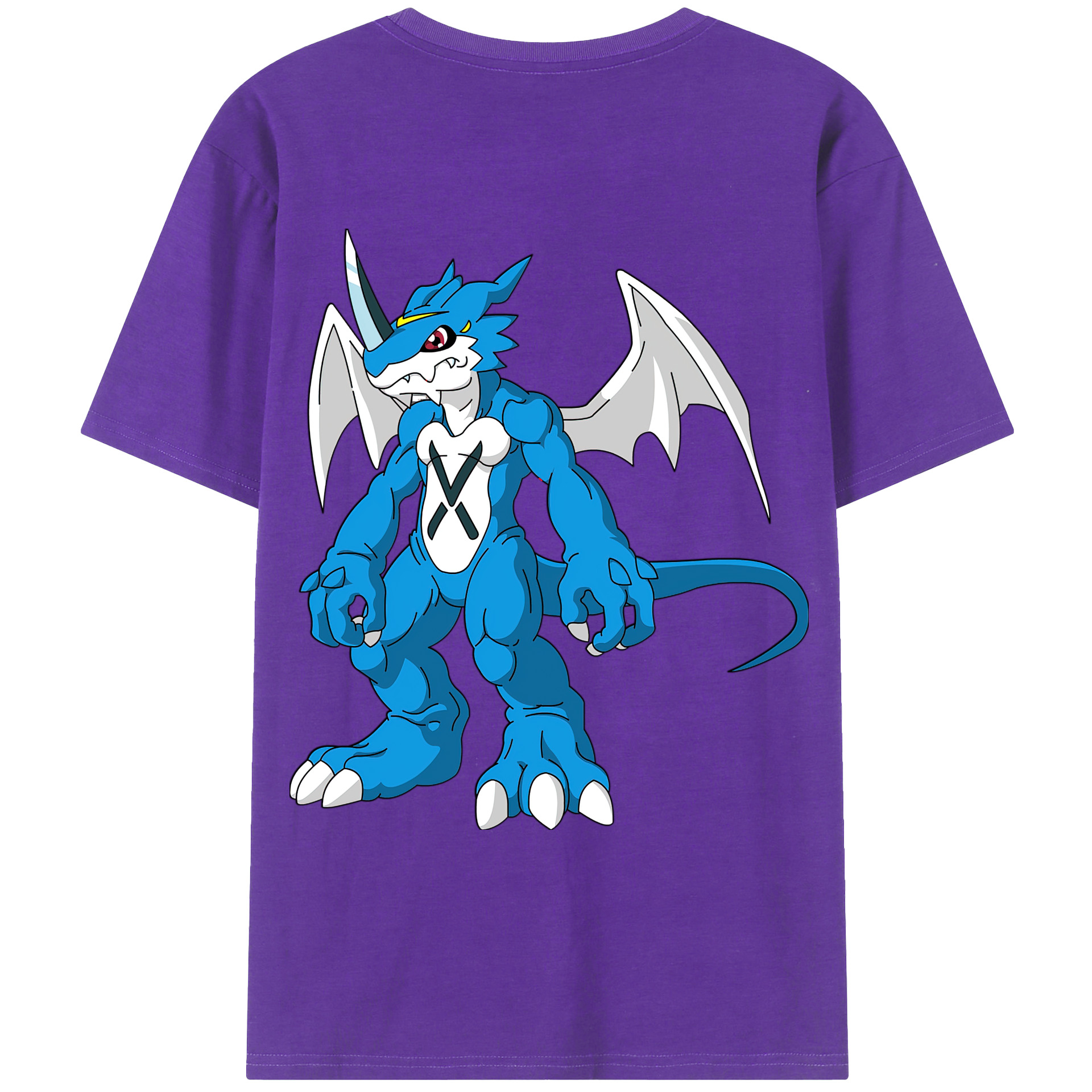 （画像用） Digimon デジタルモンスター/デジモン 綿100％ メンズ半袖Tシャツ（バックプリント） 通気性