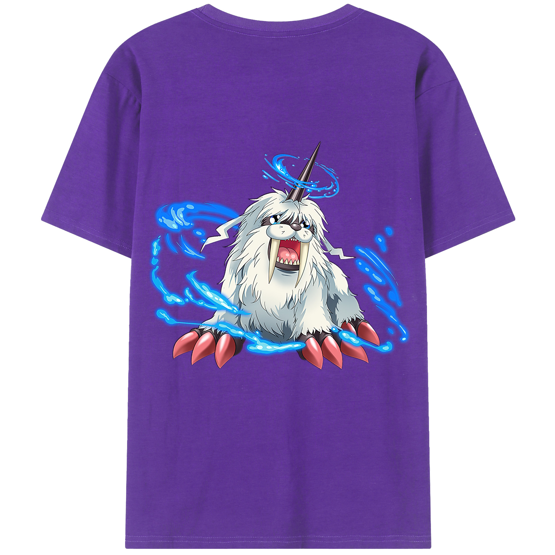 （画像用） Digimon デジタルモンスター/デジモン 綿100％ メンズ半袖Tシャツ（バックプリント） 通気性