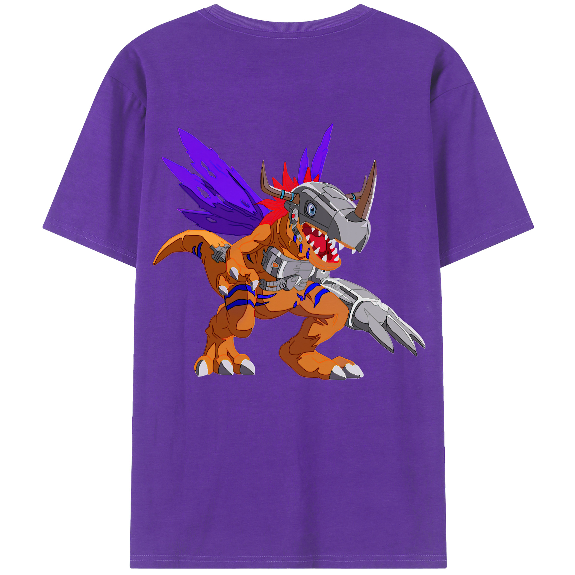 （画像用） Digimon デジタルモンスター/デジモン 綿100％ メンズ半袖Tシャツ（バックプリント） 通気性