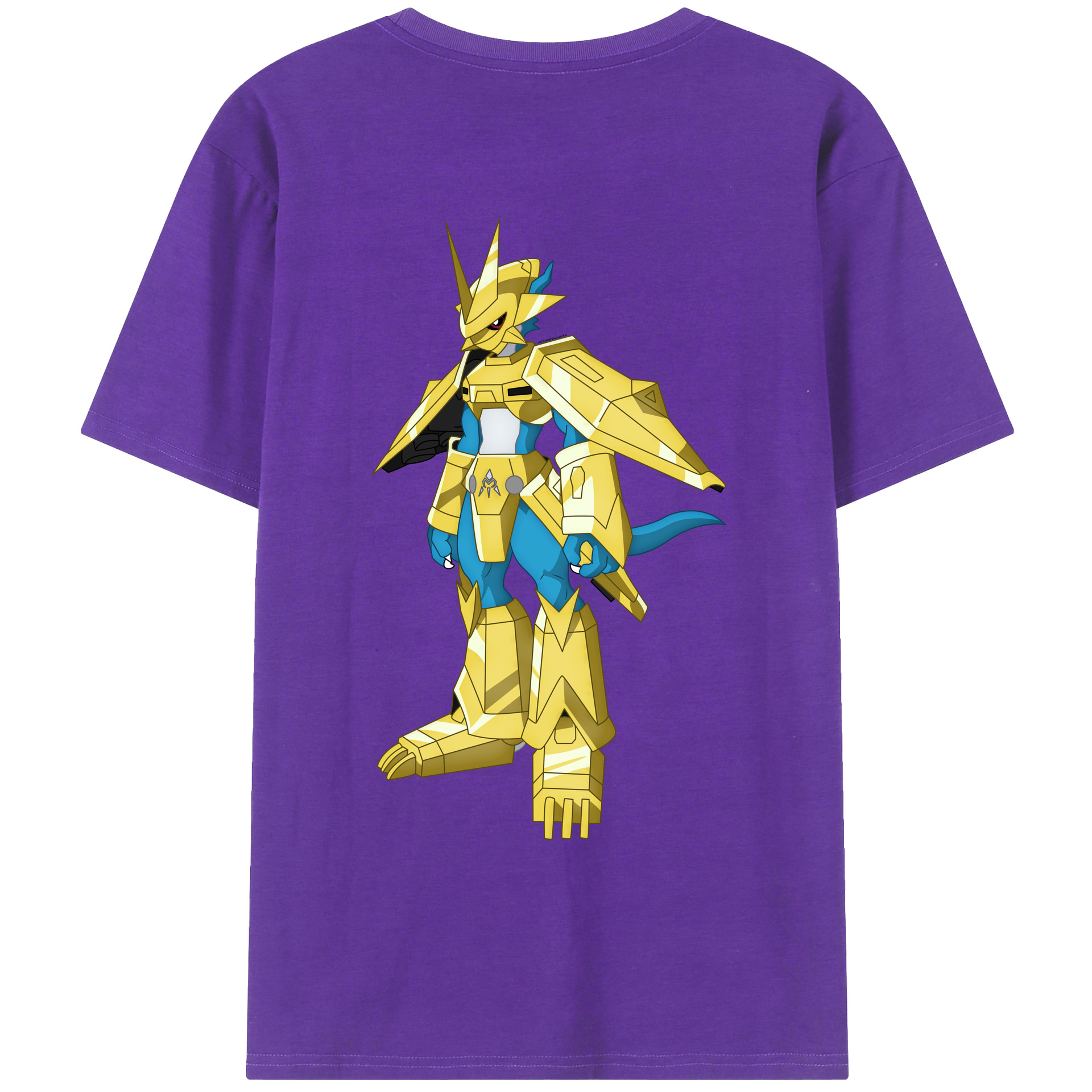 （画像用） Digimon デジタルモンスター/デジモン 綿100％ メンズ半袖Tシャツ（バックプリント） 通気性