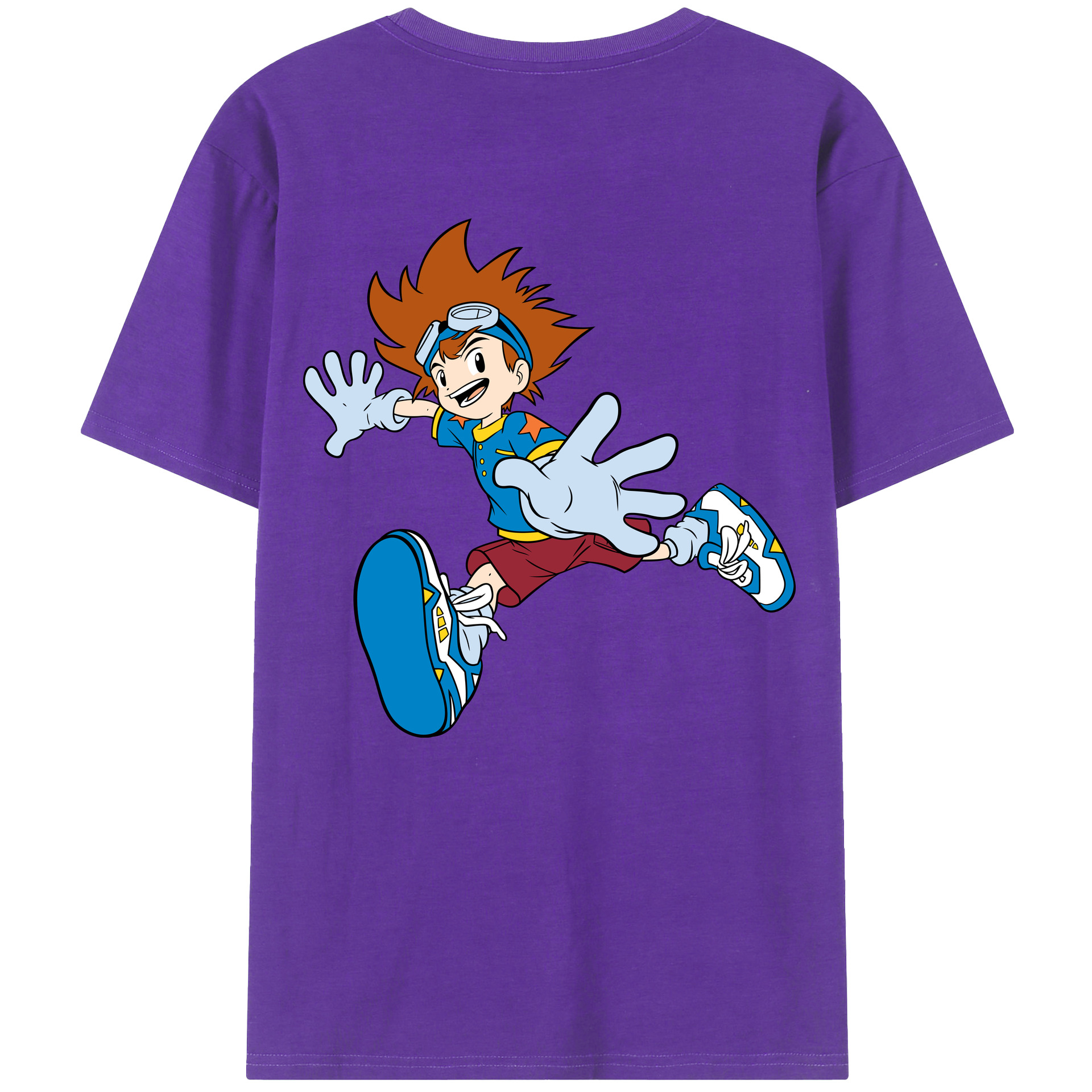 （画像用） Digimon デジタルモンスター/デジモン 綿100％ メンズ半袖Tシャツ（バックプリント） 通気性