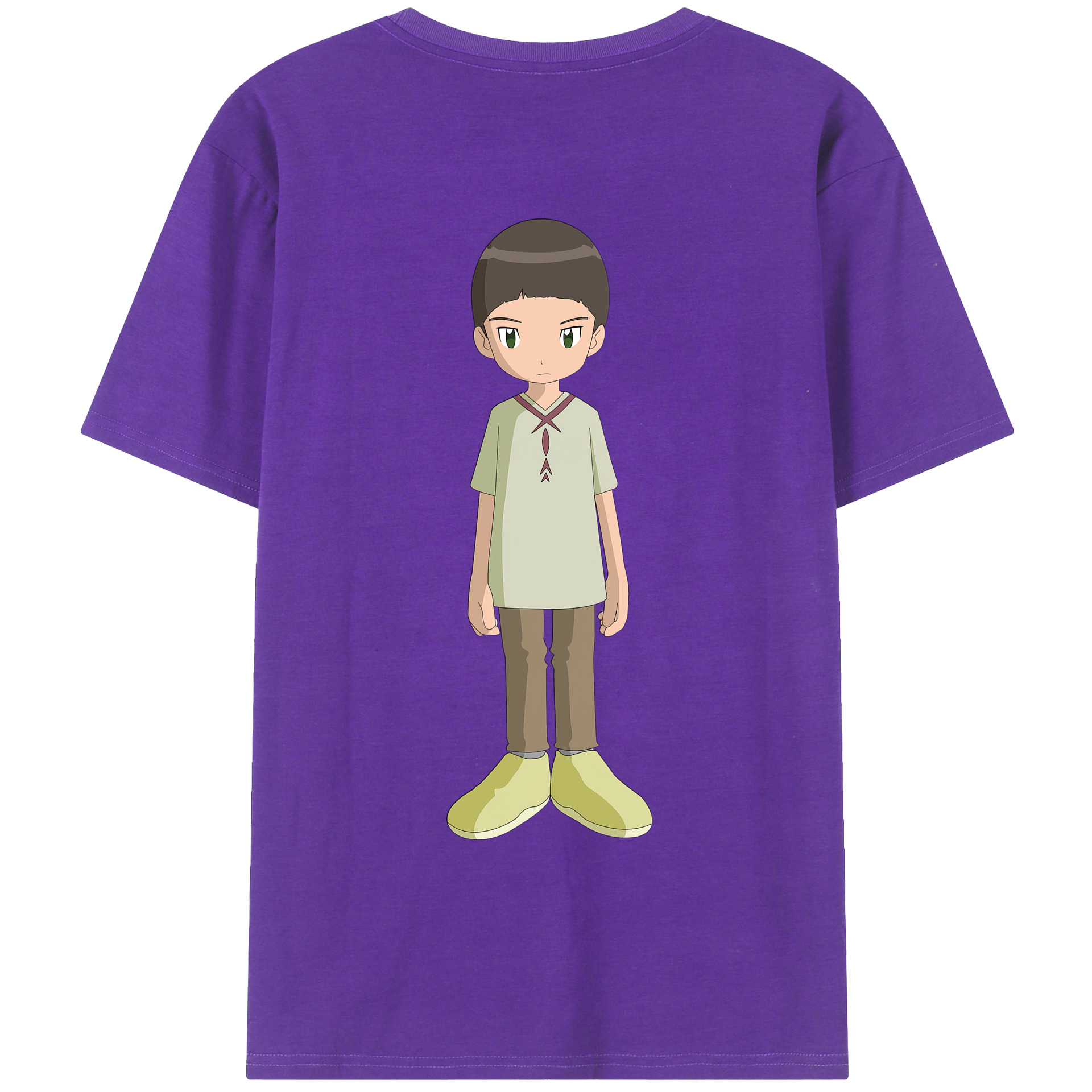 （画像用） Digimon デジタルモンスター/デジモン 綿100％ メンズ半袖Tシャツ（バックプリント） 通気性