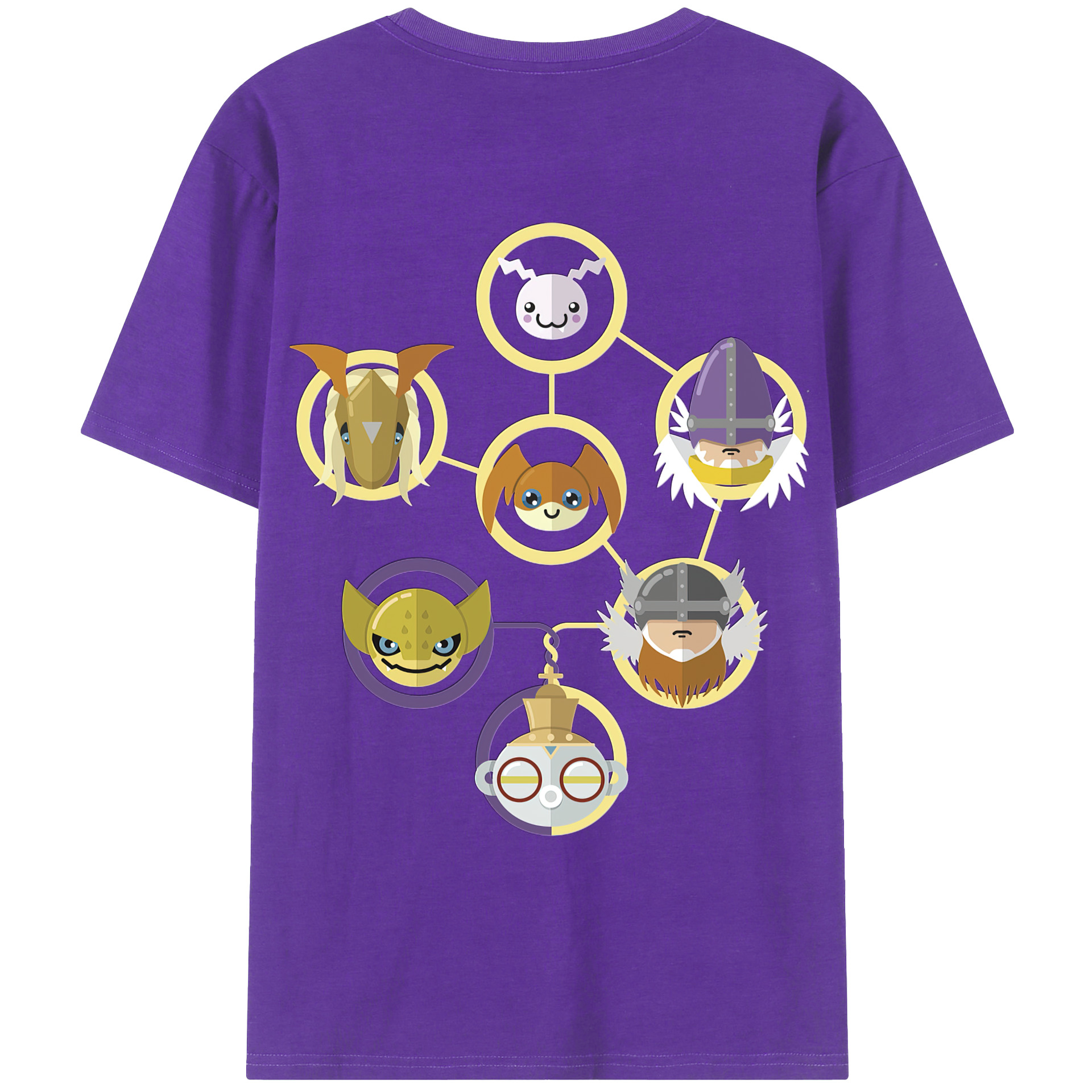 （画像用） Digimon デジタルモンスター/デジモン 綿100％ メンズ半袖Tシャツ（バックプリント） 通気性