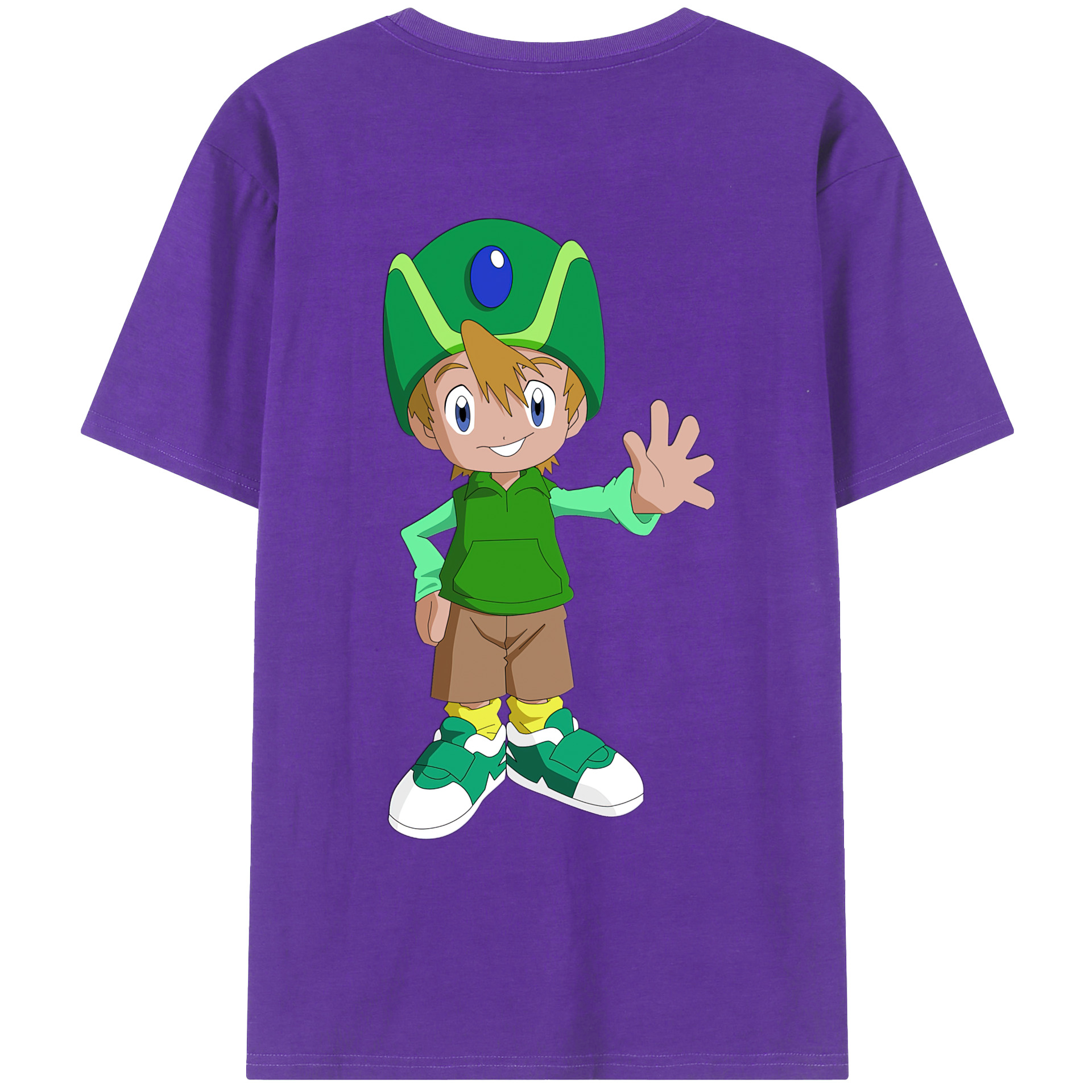 （画像用） Digimon デジタルモンスター/デジモン 綿100％ メンズ半袖Tシャツ（バックプリント） 通気性