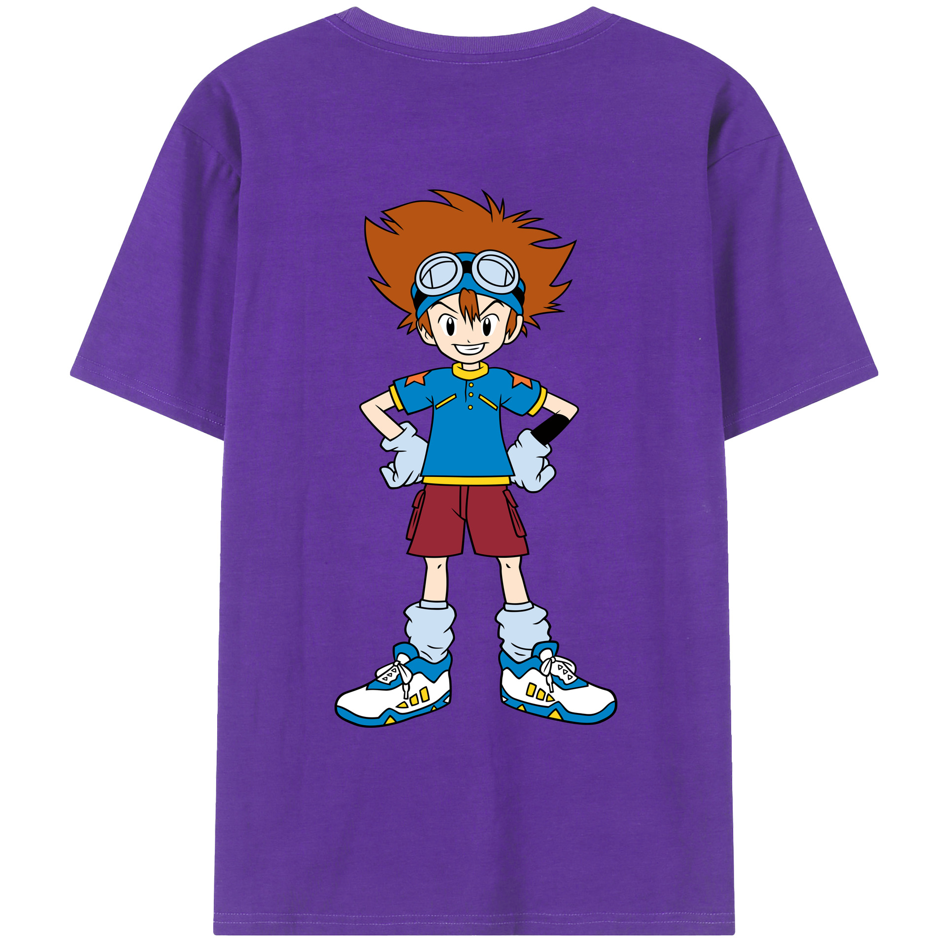 （画像用） Digimon デジタルモンスター/デジモン 綿100％ メンズ半袖Tシャツ（バックプリント） 通気性
