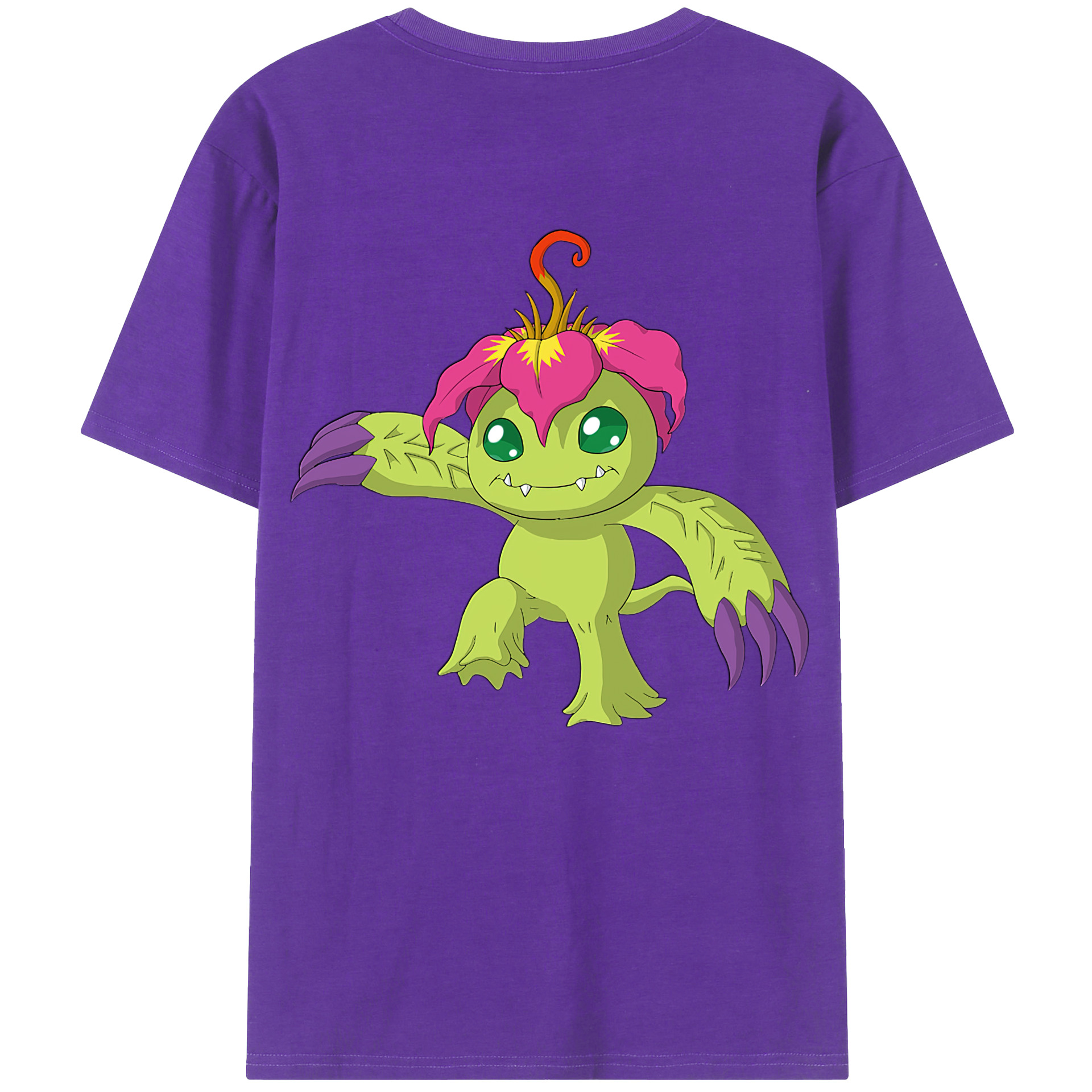 （画像用） Digimon デジタルモンスター/デジモン 綿100％ メンズ半袖Tシャツ（バックプリント） 通気性