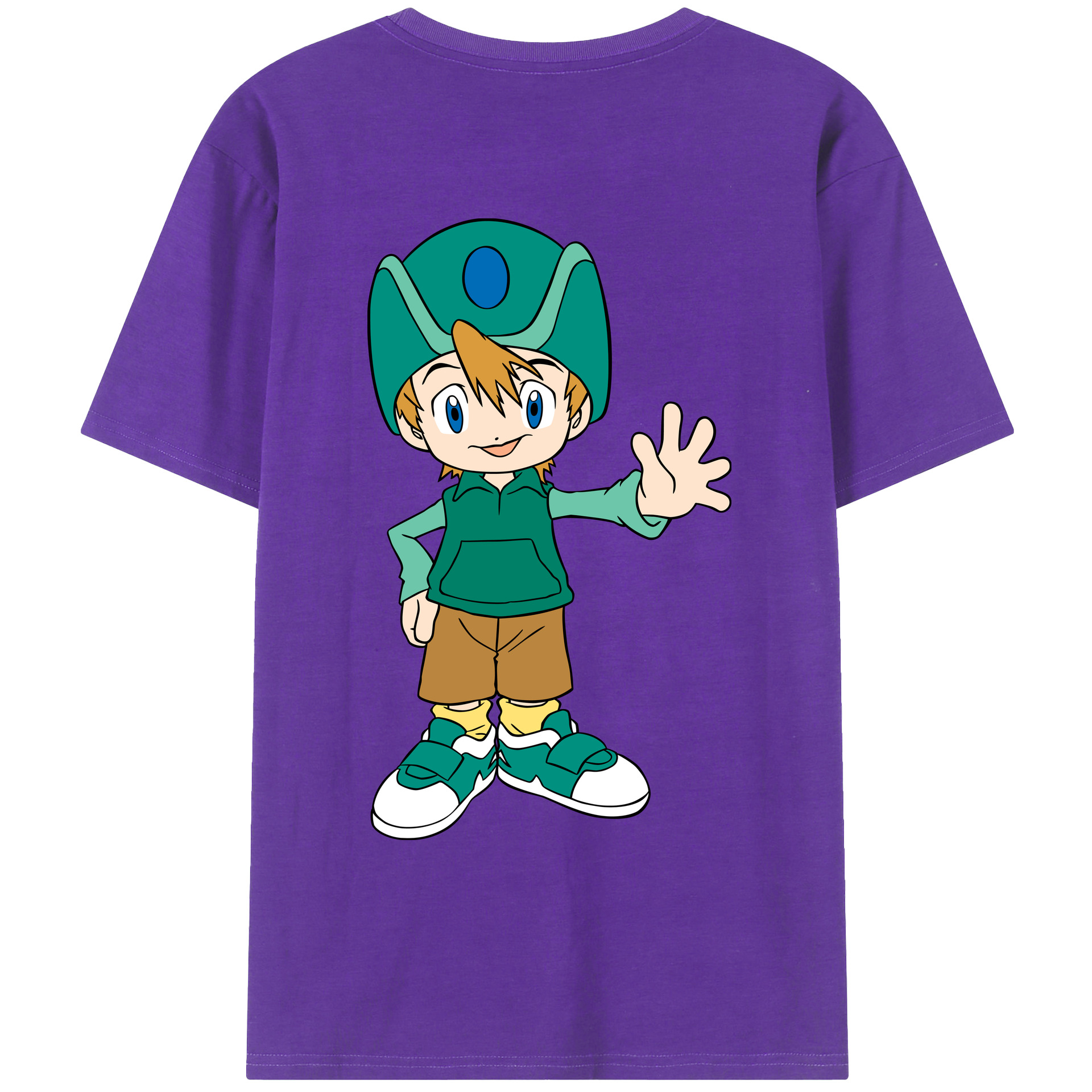 （画像用） Digimon デジタルモンスター/デジモン 綿100％ メンズ半袖Tシャツ（バックプリント） 通気性
