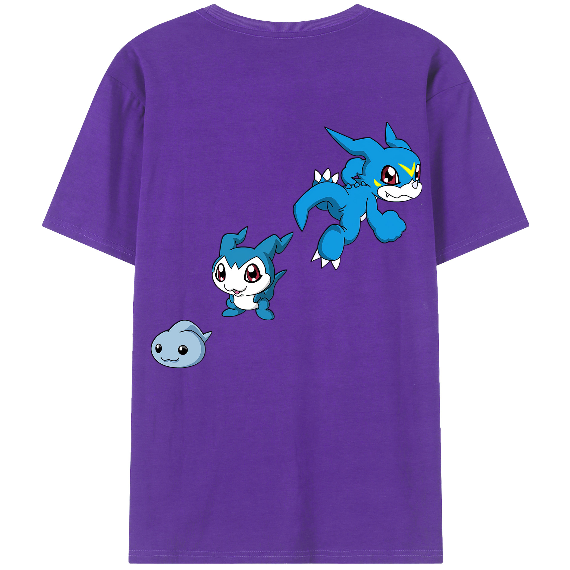 （画像用） Digimon デジタルモンスター/デジモン 綿100％ メンズ半袖Tシャツ（バックプリント） 通気性