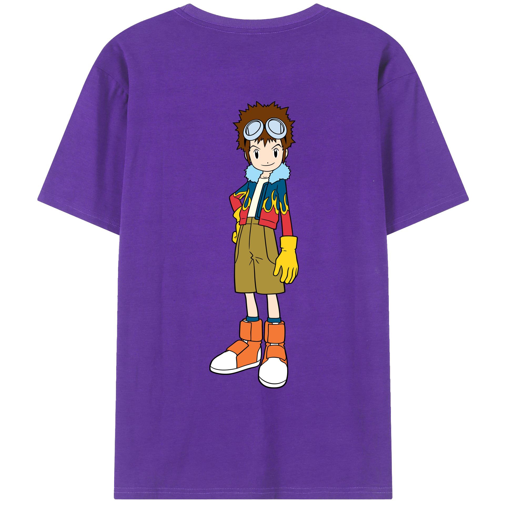 （画像用） Digimon デジタルモンスター/デジモン 綿100％ メンズ半袖Tシャツ（バックプリント） 通気性