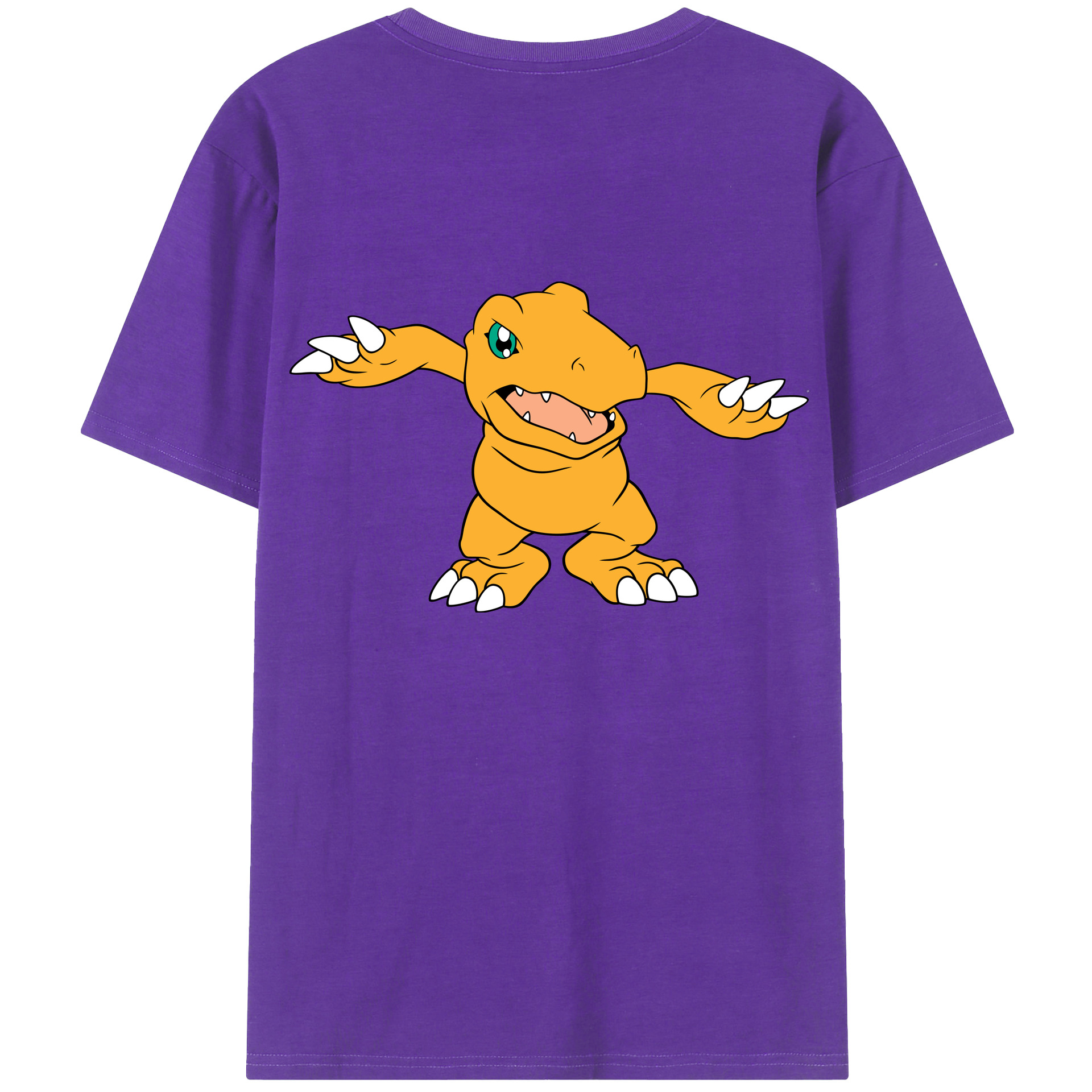 （画像用） Digimon デジタルモンスター/デジモン 綿100％ メンズ半袖Tシャツ（バックプリント） 通気性