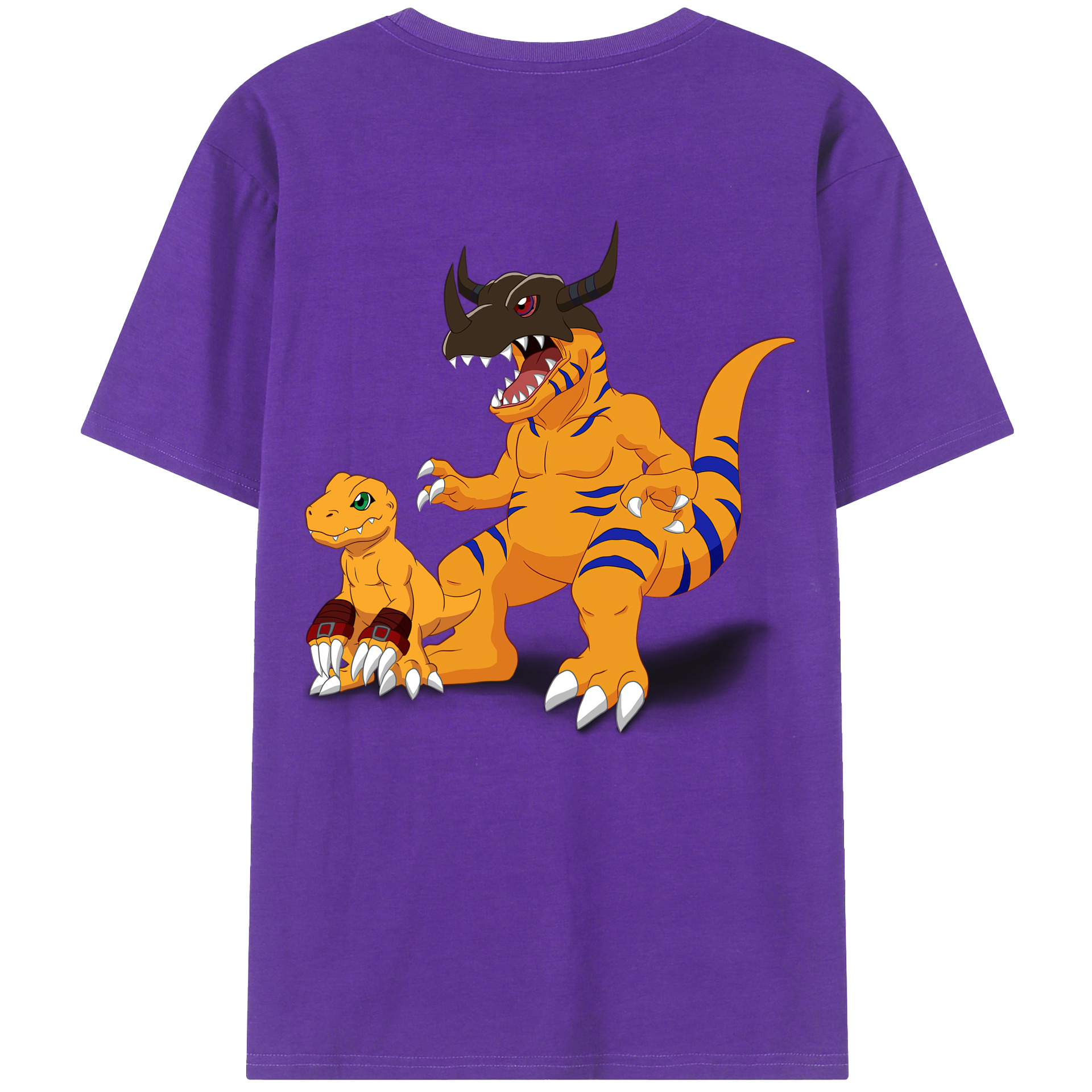 （画像用） Digimon デジタルモンスター/デジモン 綿100％ メンズ半袖Tシャツ（バックプリント） 通気性