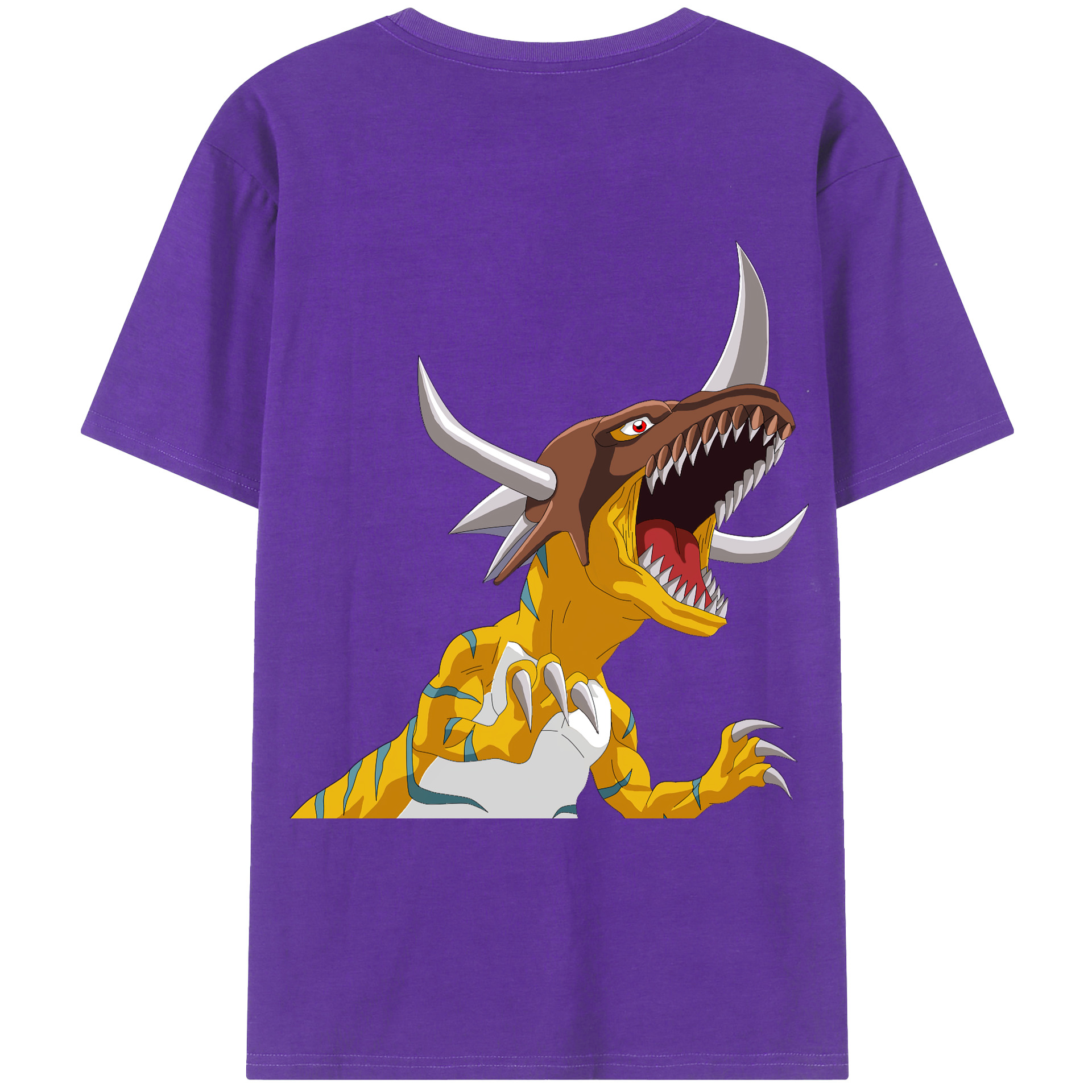 （画像用） Digimon デジタルモンスター/デジモン 綿100％ メンズ半袖Tシャツ（バックプリント） 通気性