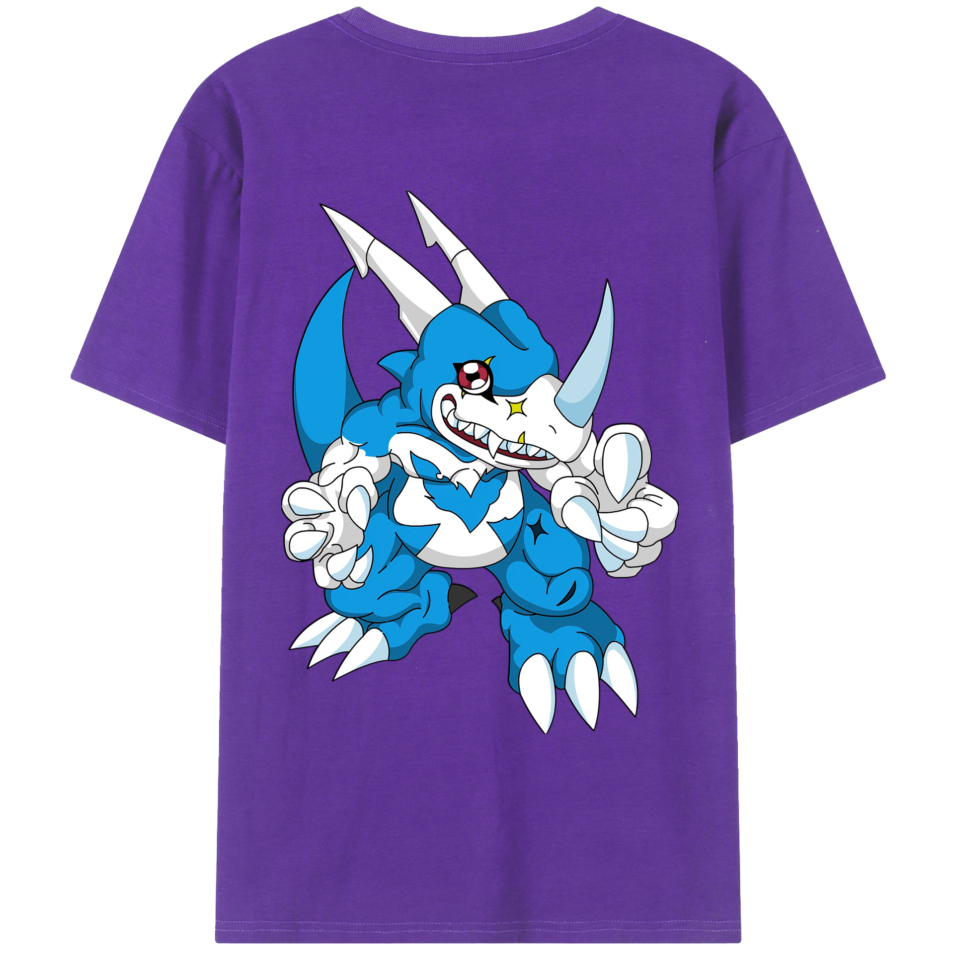 （画像用） Digimon デジタルモンスター/デジモン 綿100％ メンズ半袖Tシャツ（バックプリント） 通気性