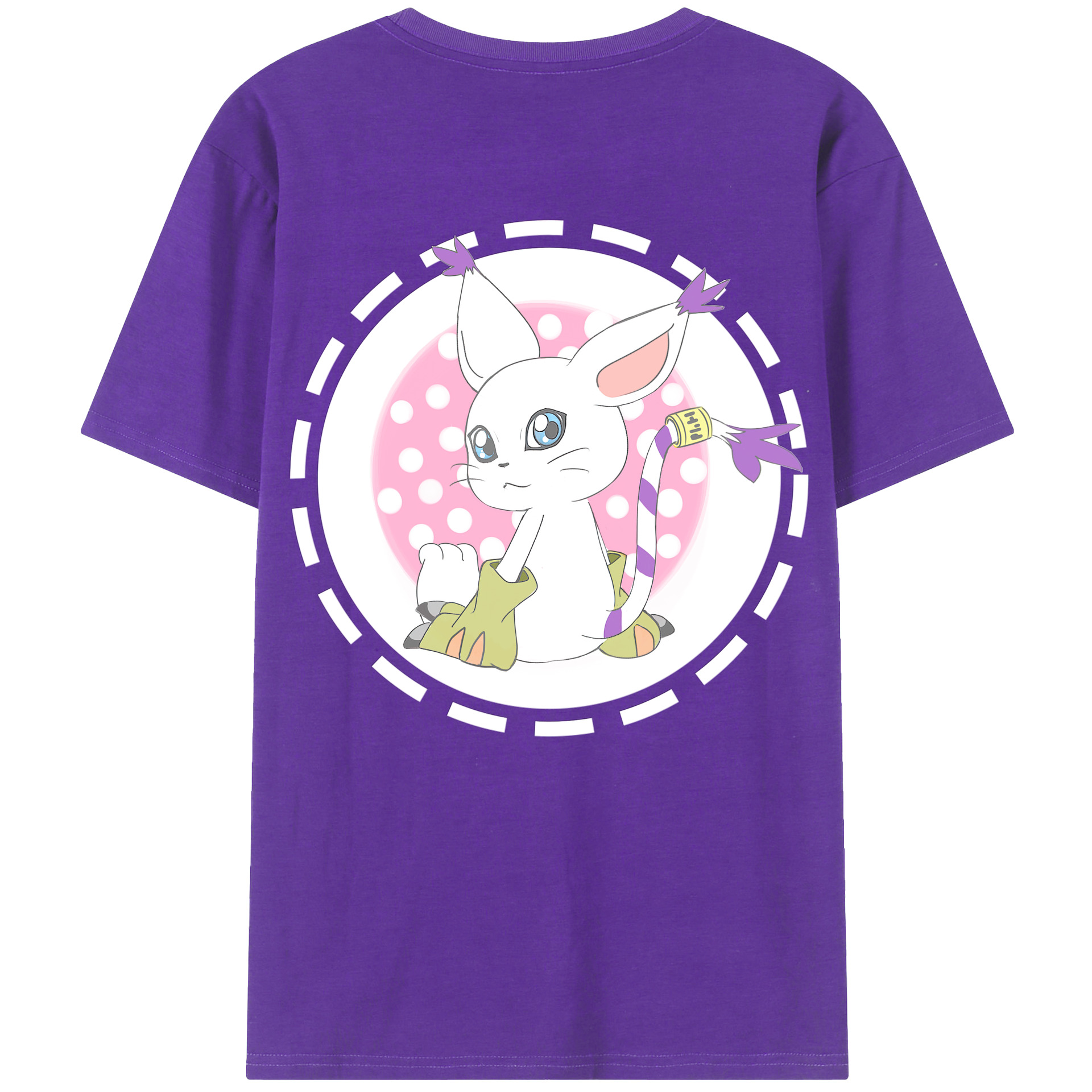 （画像用） Digimon デジタルモンスター/デジモン 綿100％ メンズ半袖Tシャツ（バックプリント） 通気性