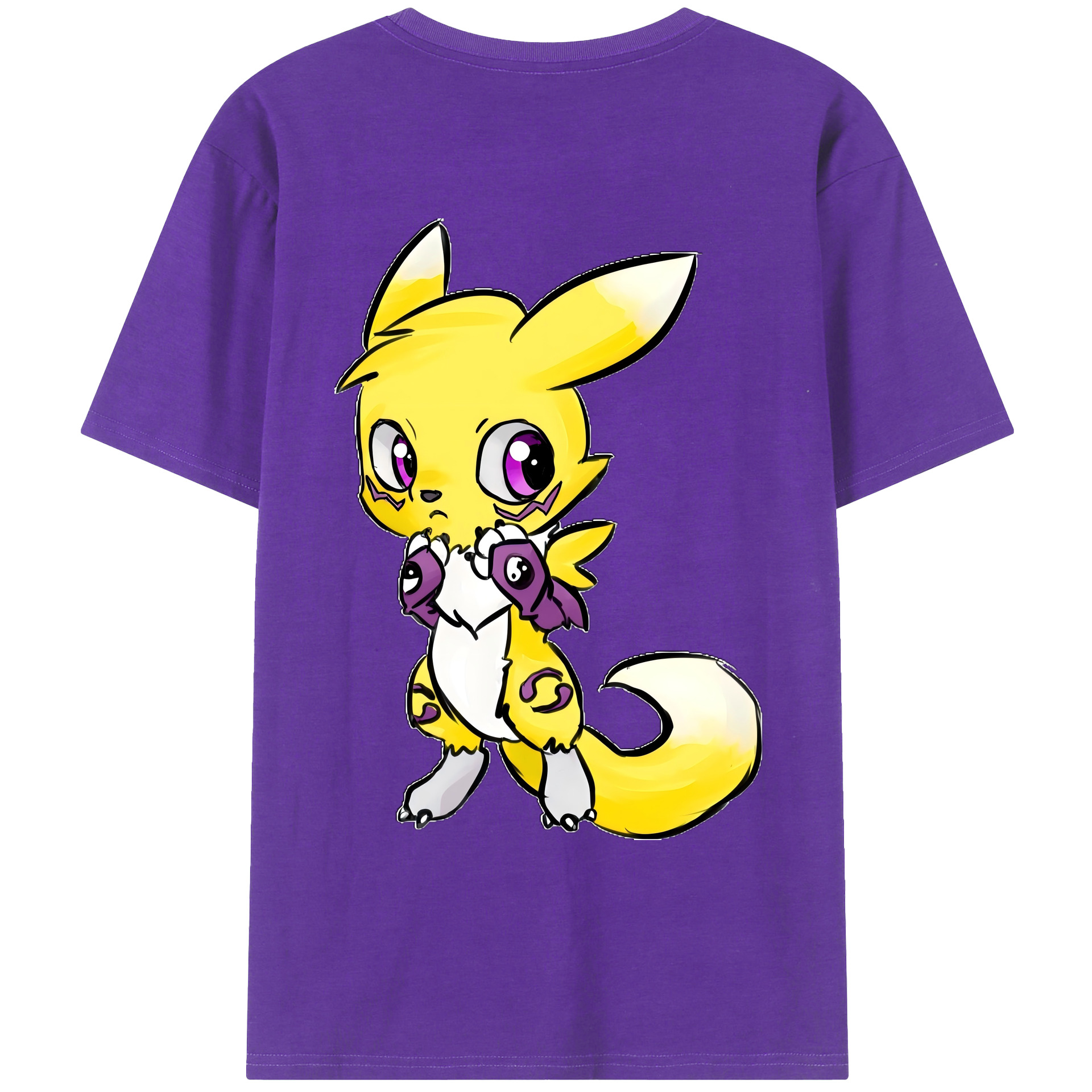 （画像用） Digimon デジタルモンスター/デジモン 綿100％ メンズ半袖Tシャツ（バックプリント） 通気性