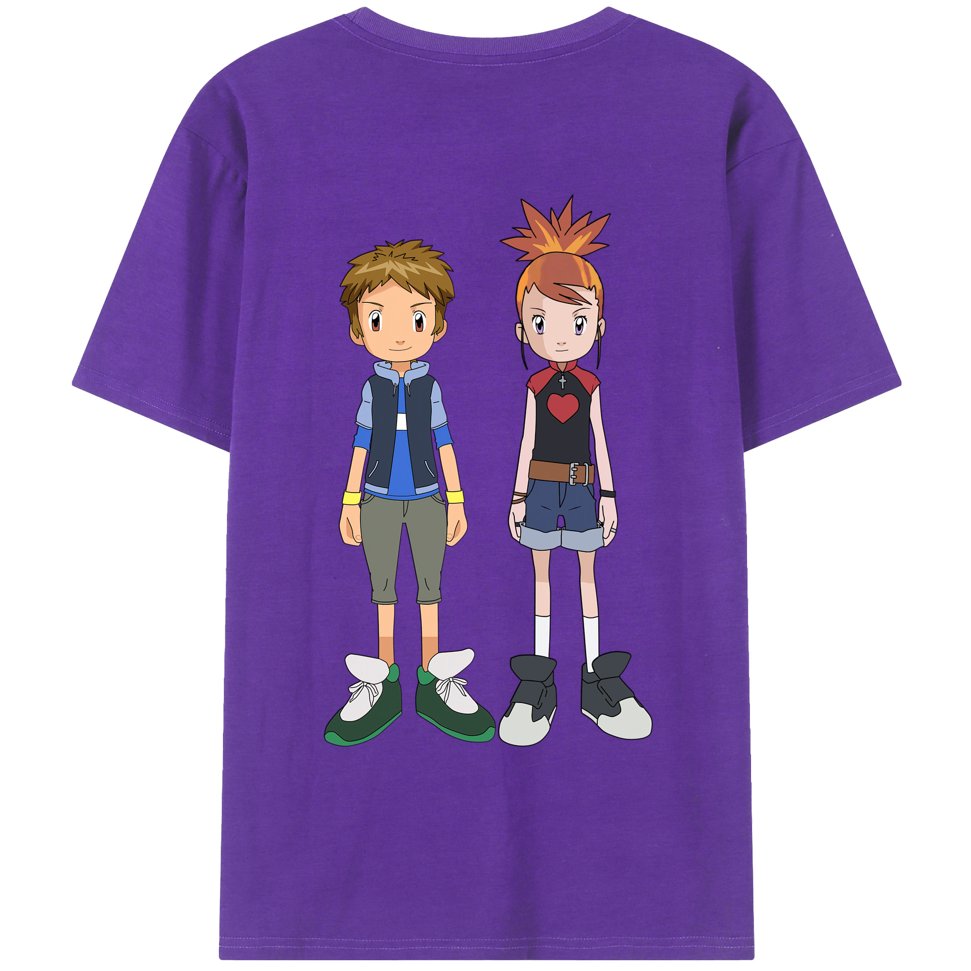 （画像用） Digimon デジタルモンスター/デジモン 綿100％ メンズ半袖Tシャツ（バックプリント） 通気性