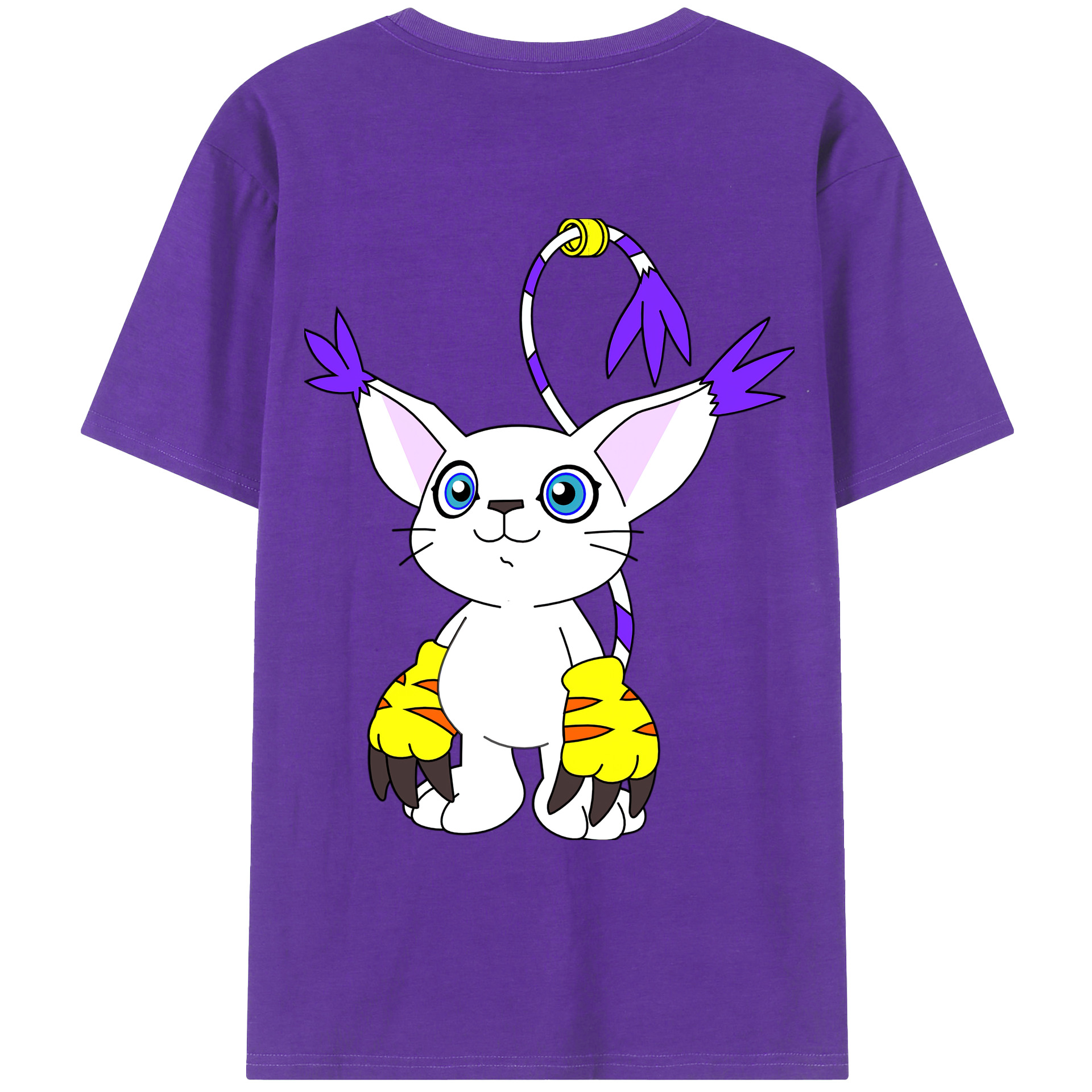 （画像用） Digimon デジタルモンスター/デジモン 綿100％ メンズ半袖Tシャツ（バックプリント） 通気性