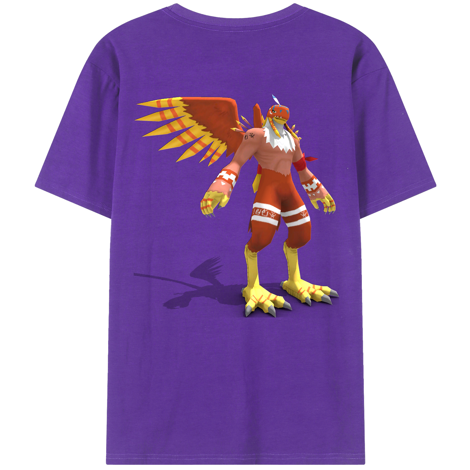 （画像用） Digimon デジタルモンスター/デジモン 綿100％ メンズ半袖Tシャツ（バックプリント） 通気性