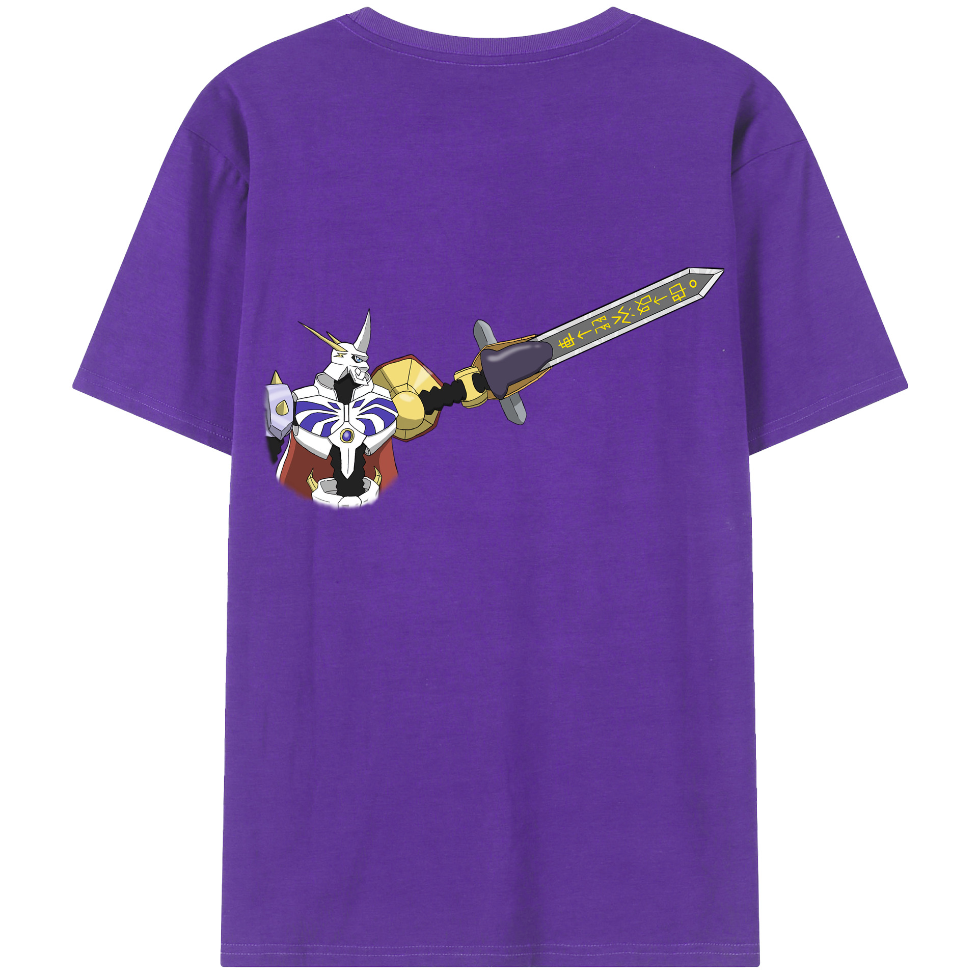 （画像用） Digimon デジタルモンスター/デジモン 綿100％ メンズ半袖Tシャツ（バックプリント） 通気性