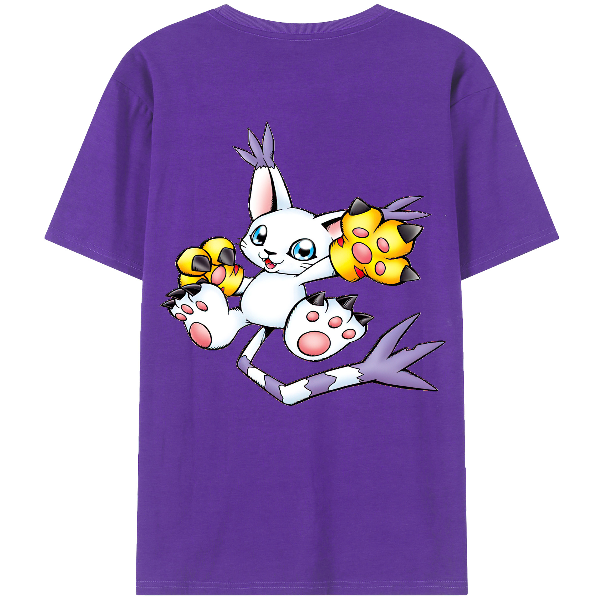 （画像用） Digimon デジタルモンスター/デジモン 綿100％ メンズ半袖Tシャツ（バックプリント） 通気性