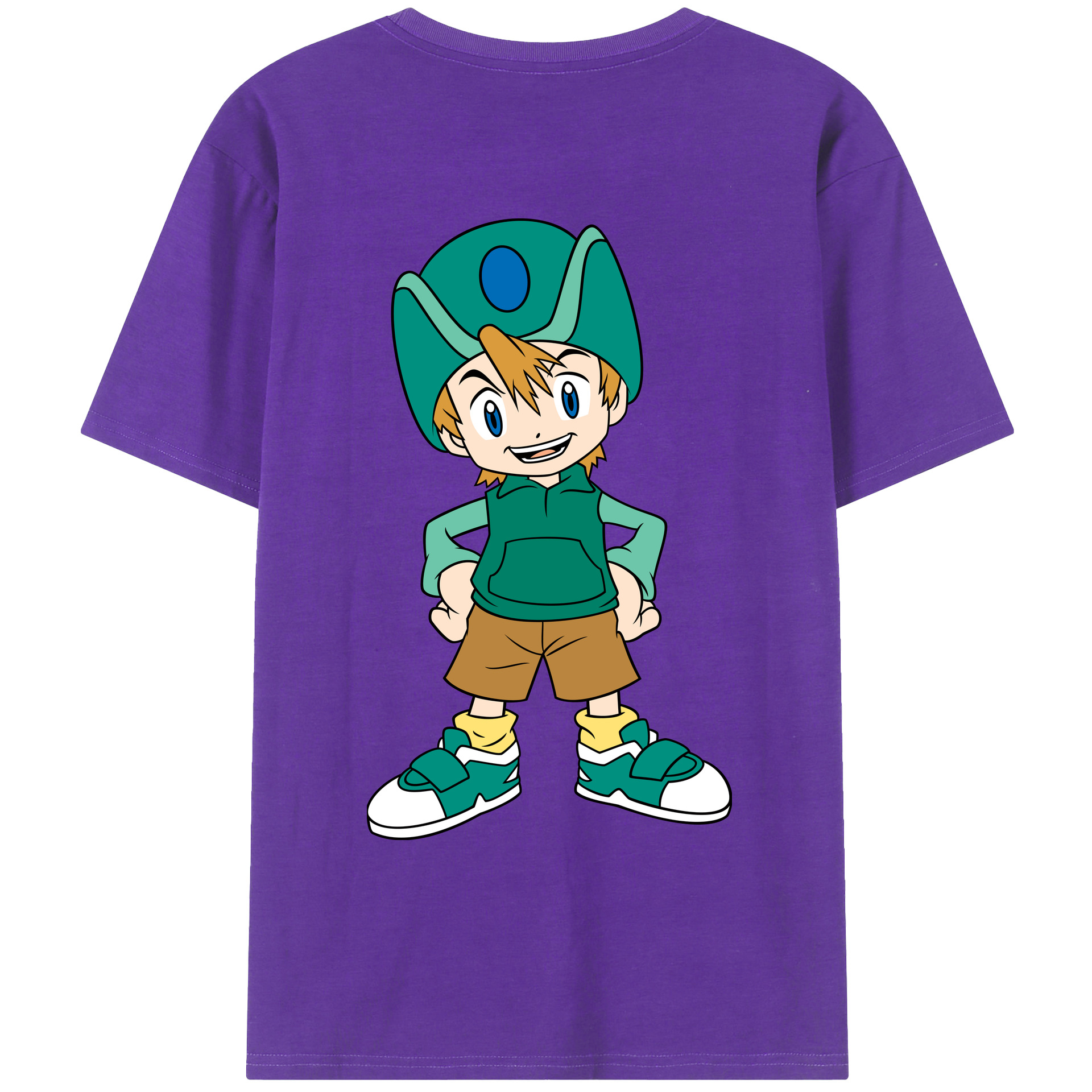 （画像用） Digimon デジタルモンスター/デジモン 綿100％ メンズ半袖Tシャツ（バックプリント） 通気性