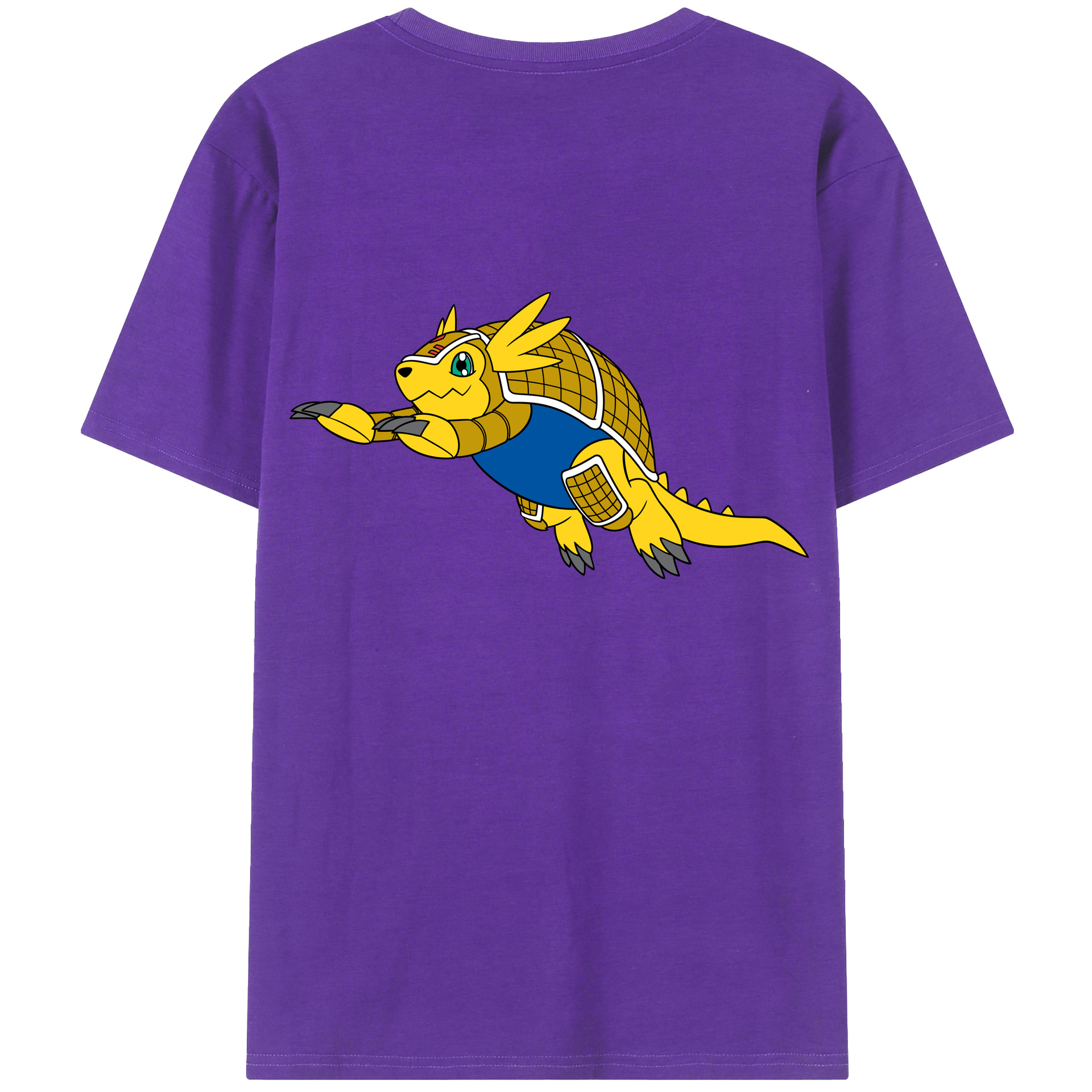 （画像用） Digimon デジタルモンスター/デジモン 綿100％ メンズ半袖Tシャツ（バックプリント） 通気性