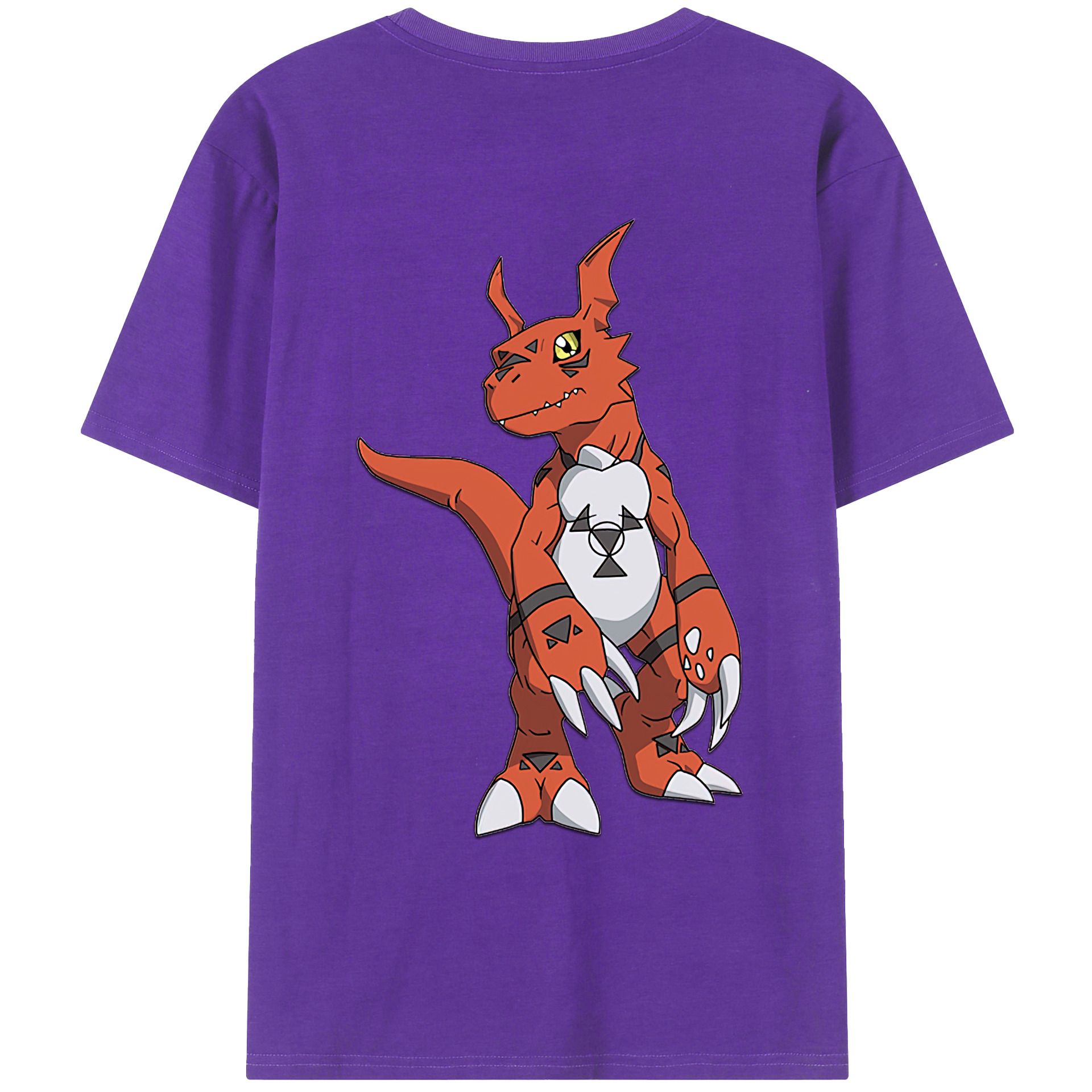 （画像用） Digimon デジタルモンスター/デジモン 綿100％ メンズ半袖Tシャツ（バックプリント） 通気性