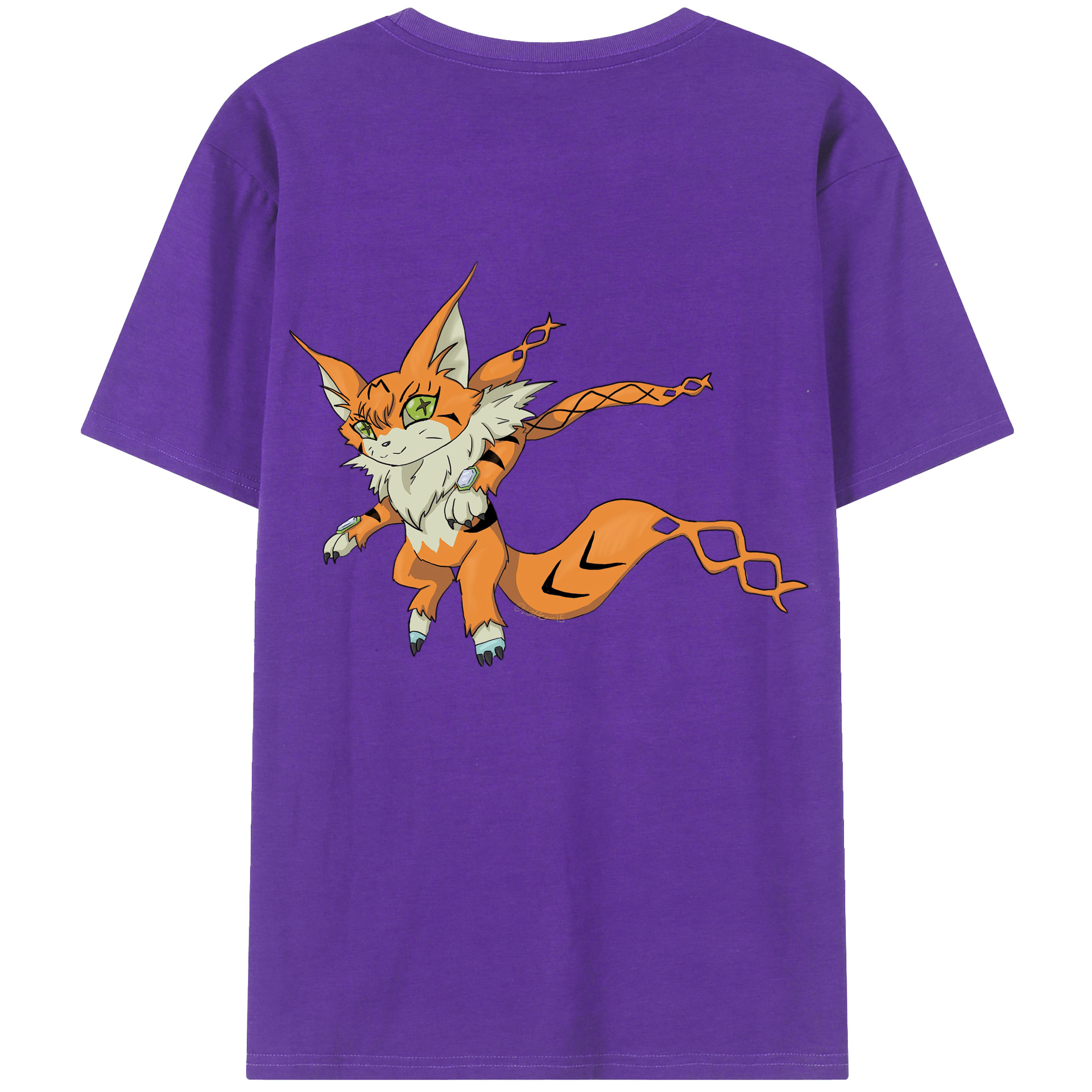 （画像用） Digimon デジタルモンスター/デジモン 綿100％ メンズ半袖Tシャツ（バックプリント） 通気性