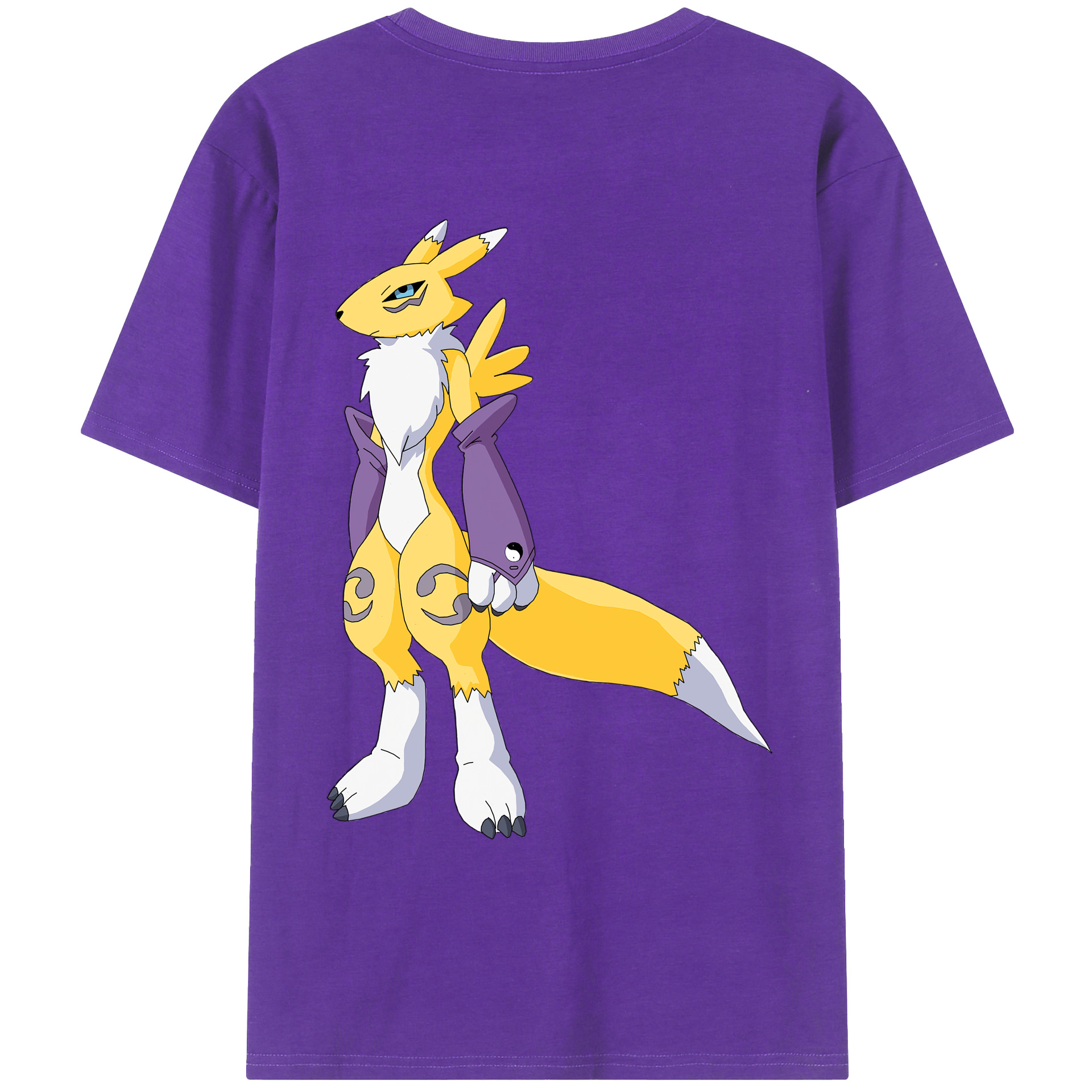 （画像用） Digimon デジタルモンスター/デジモン 綿100％ メンズ半袖Tシャツ（バックプリント） 通気性