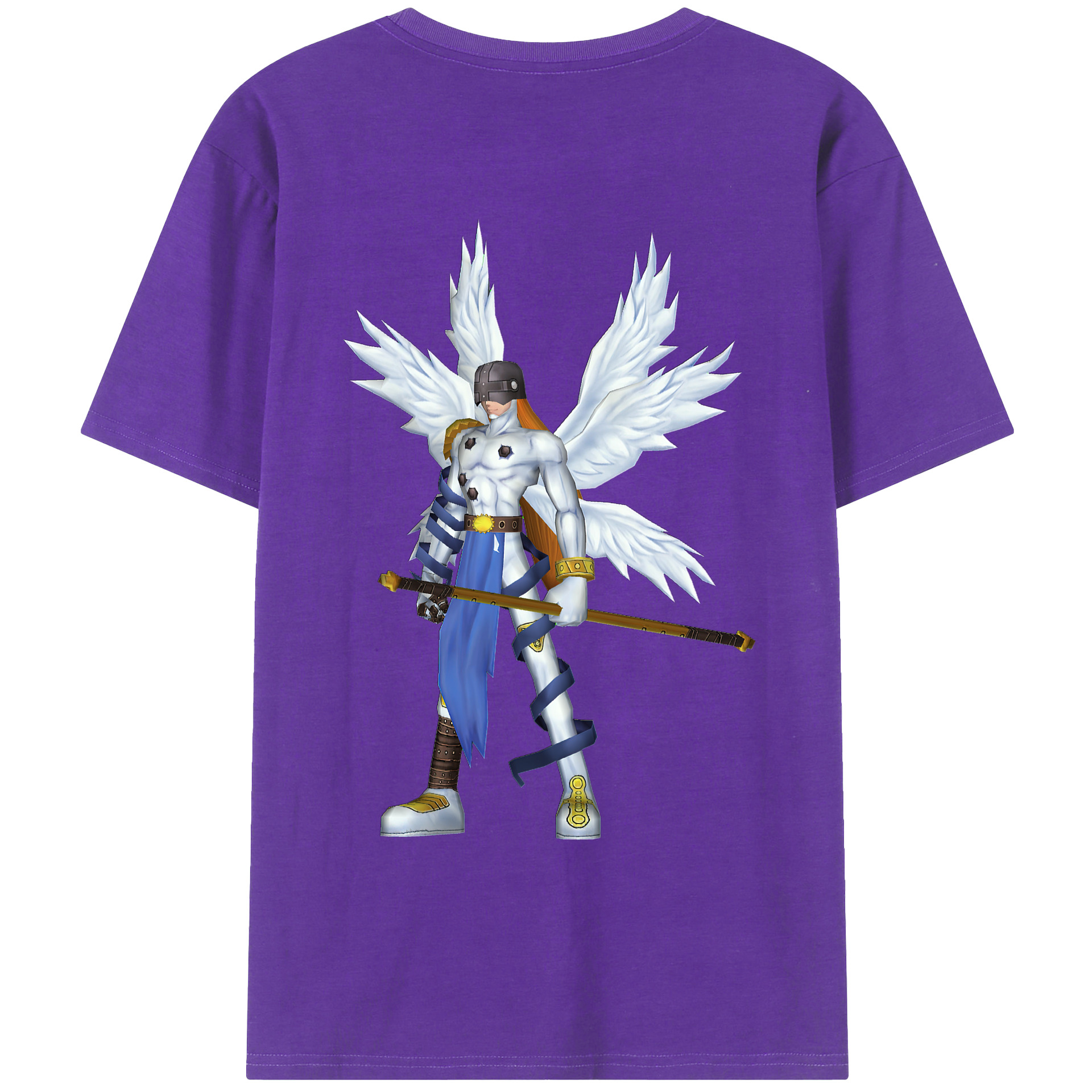 （画像用） Digimon デジタルモンスター/デジモン 綿100％ メンズ半袖Tシャツ（バックプリント） 通気性