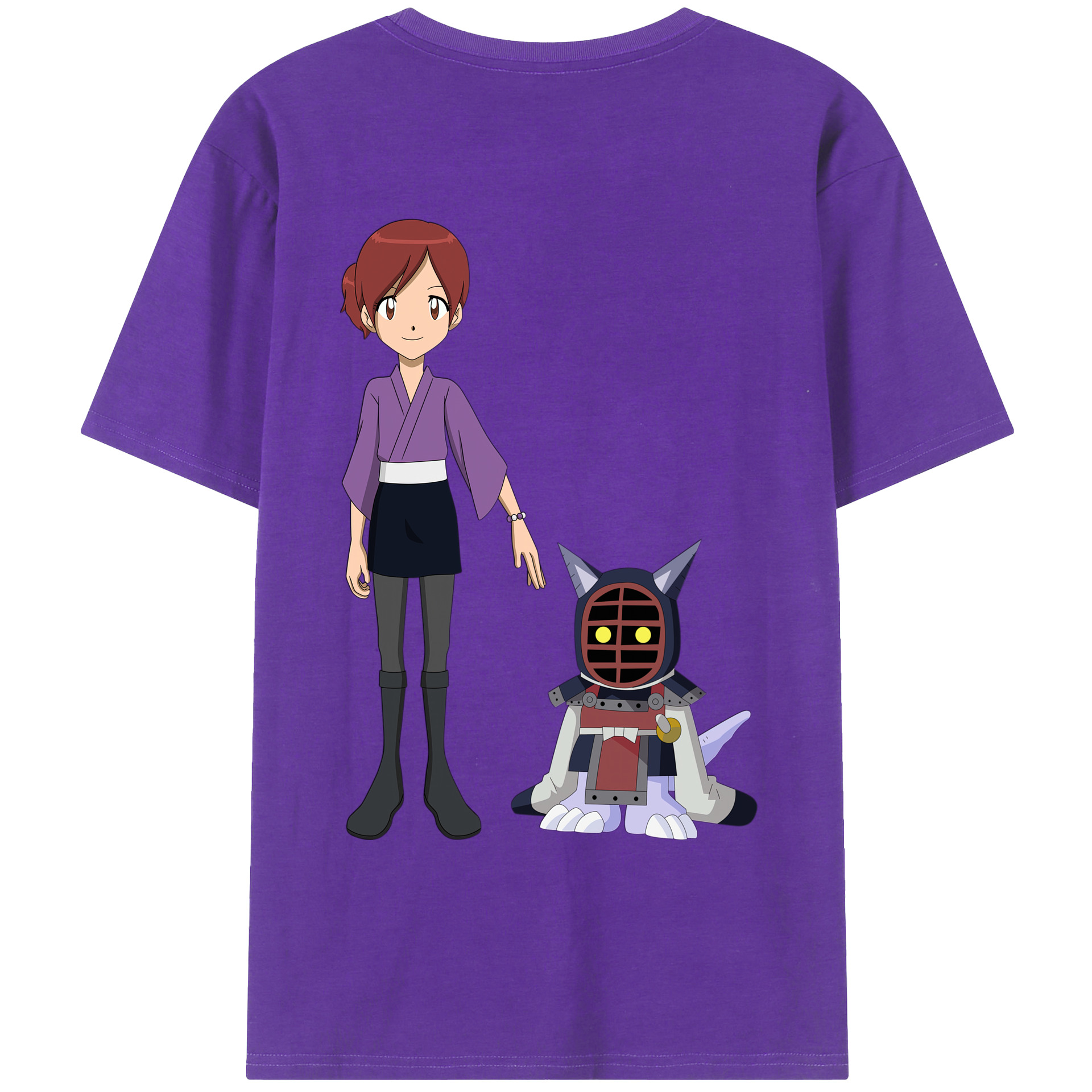 （画像用） Digimon デジタルモンスター/デジモン 綿100％ メンズ半袖Tシャツ（バックプリント） 通気性