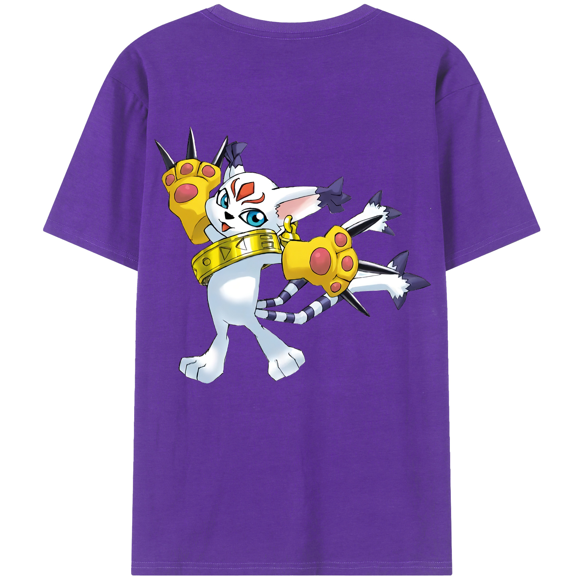 （画像用） Digimon デジタルモンスター/デジモン 綿100％ メンズ半袖Tシャツ（バックプリント） 通気性